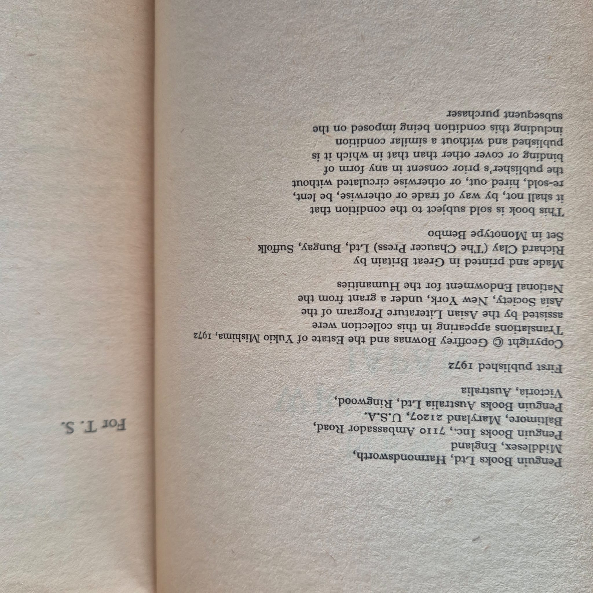 'New Writing in Japan' edited by Geoffrey Bownas & Yukio Mishima