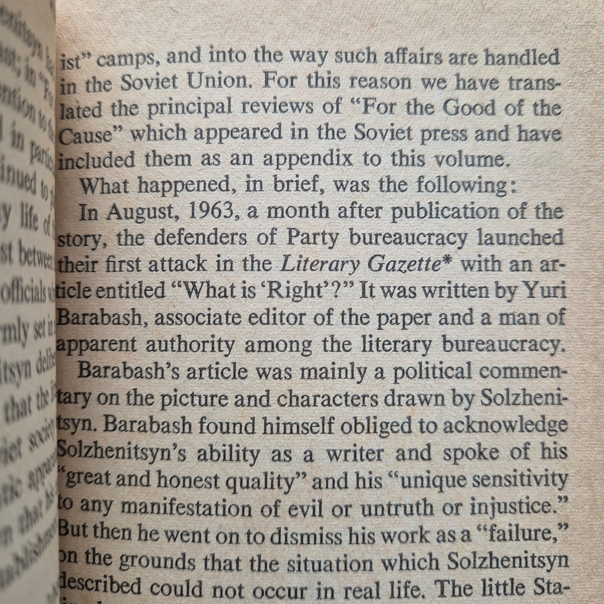'For the Good of the Cause' by Alexander Solzhenitsyn