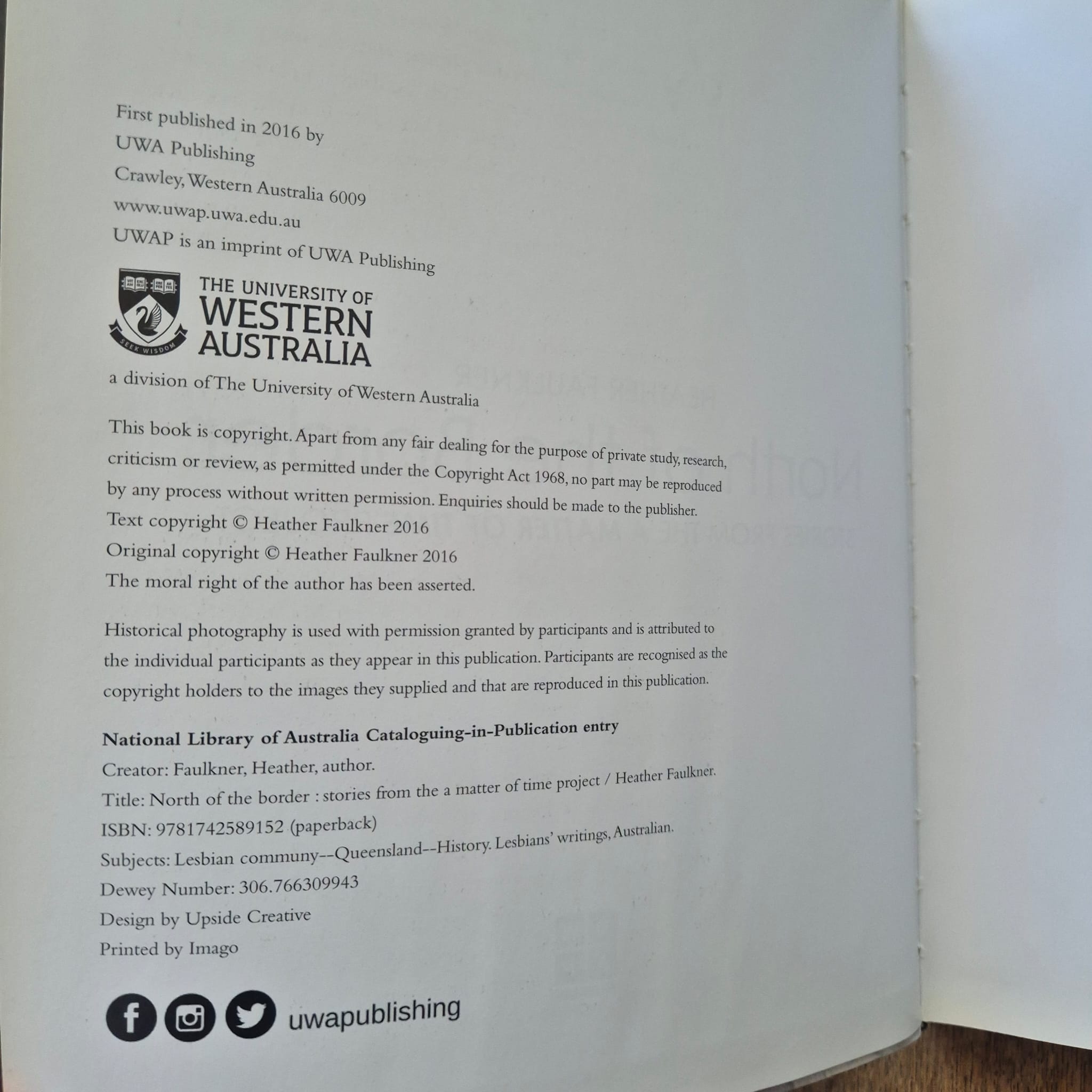 'North of the Border: Stories from the A Matter of Time Project' by Heather Faulkner