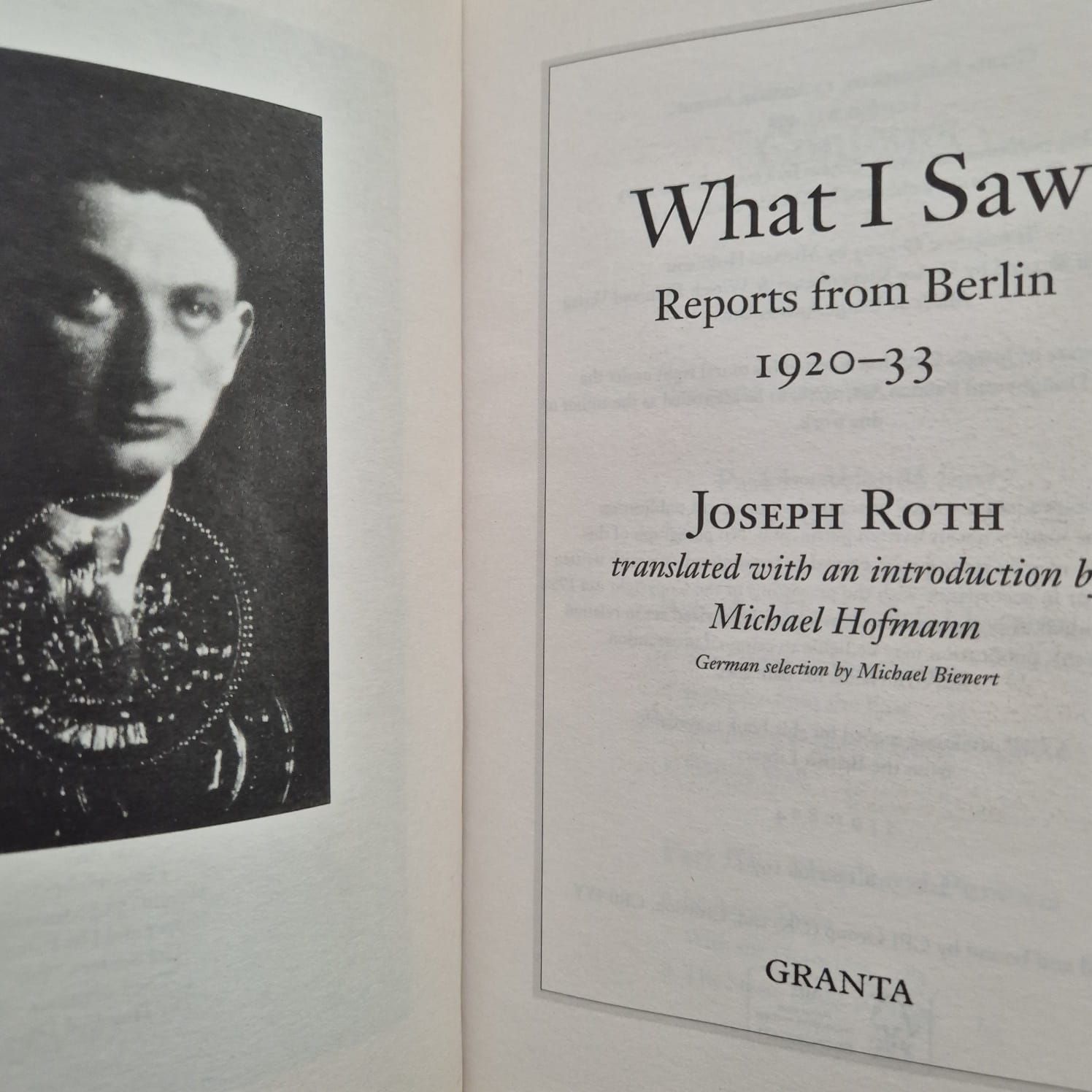 'What I Saw: Reports from Berlin, 1920–33' by Joseph Roth