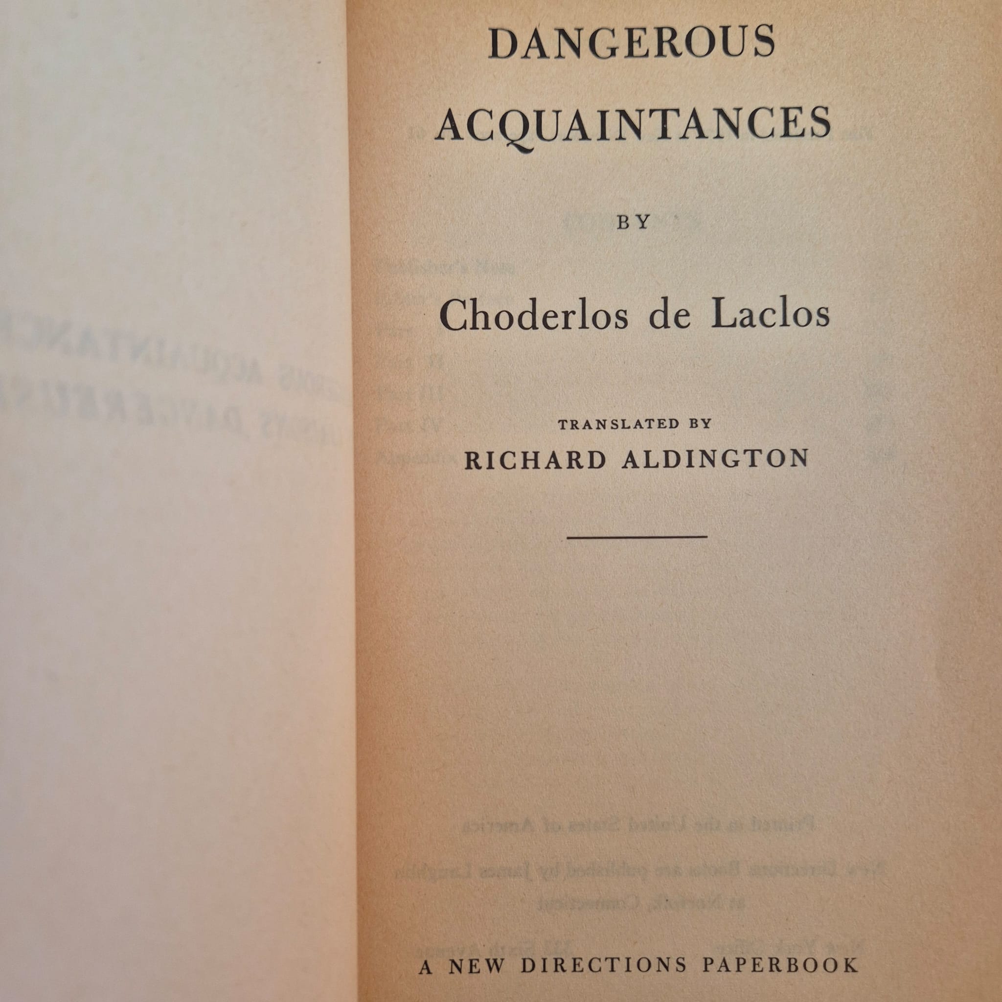 'Dangerous Acquaintances' by Choderlos de Laclos