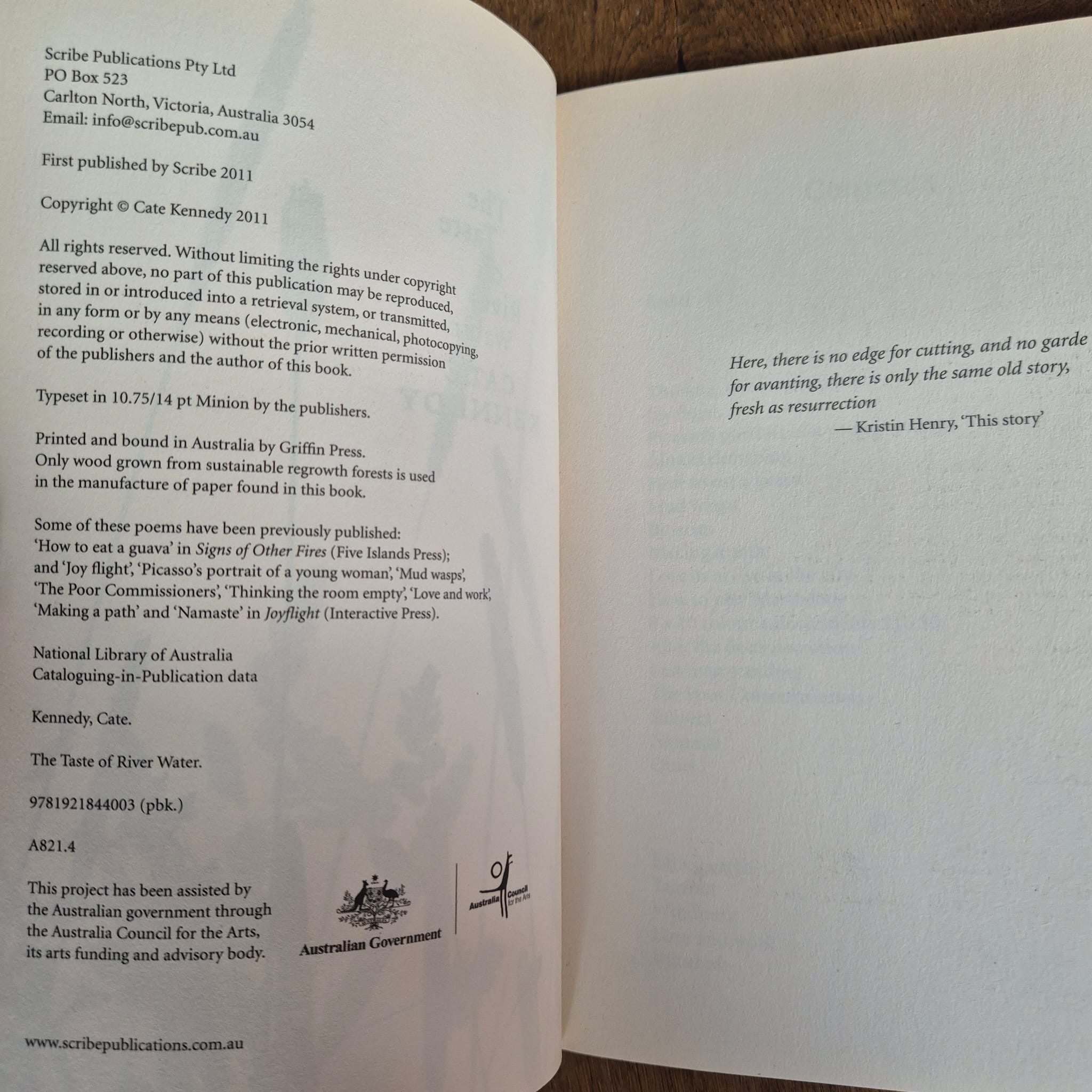 'The Taste of River Water' by Cate Kennedy