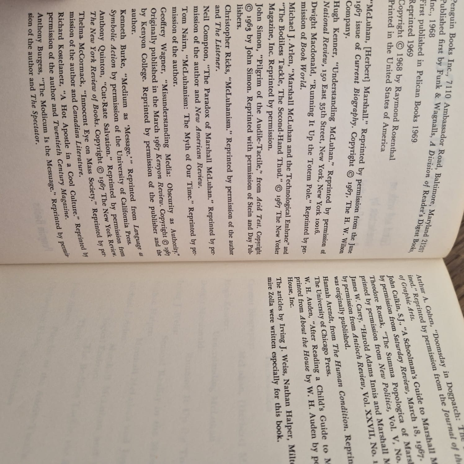 'McLuhan: Pro & Con' edited by Raymond Rosenthal