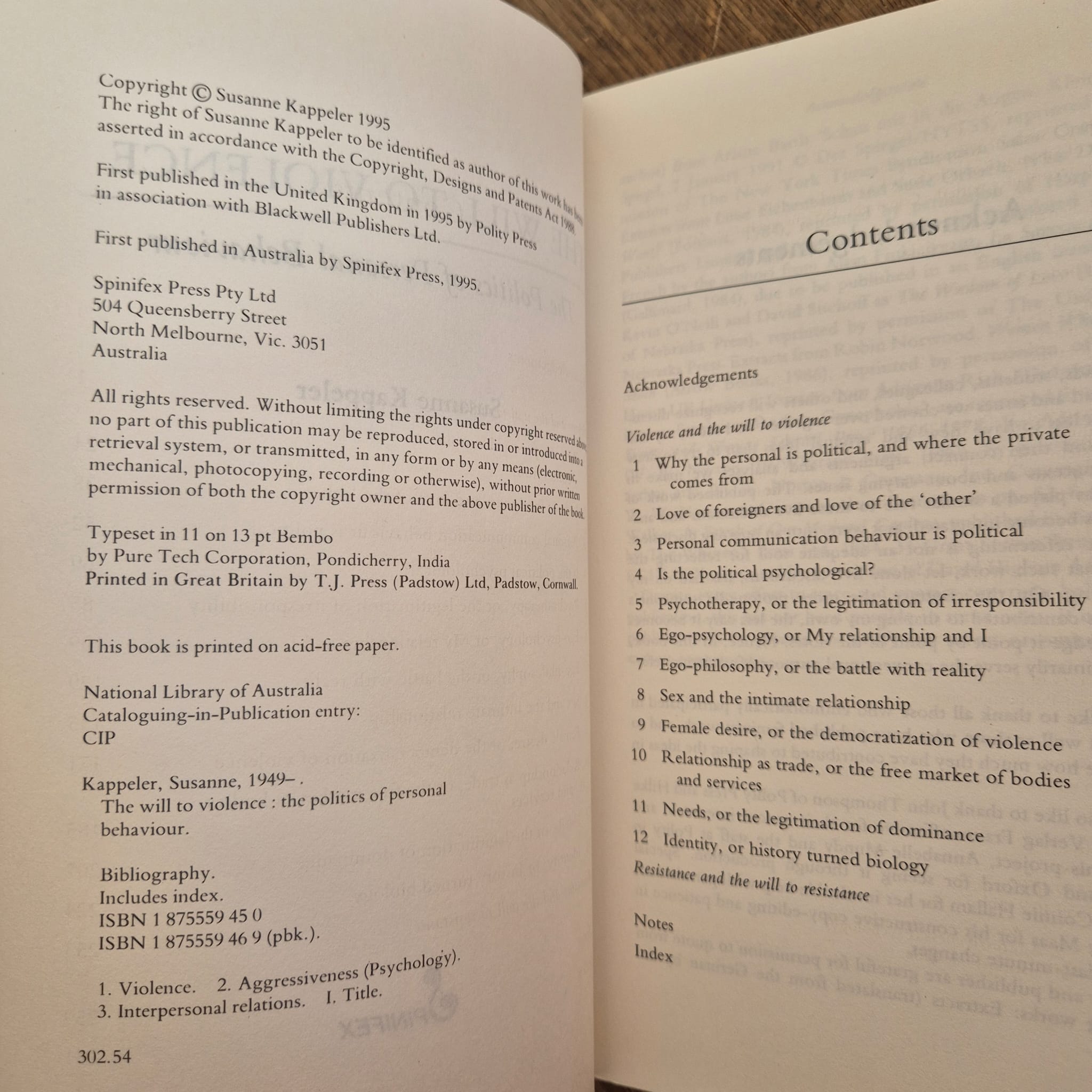 'The Will to Violence: The Politics of Personal Behaviour' by Susanne Kappeler