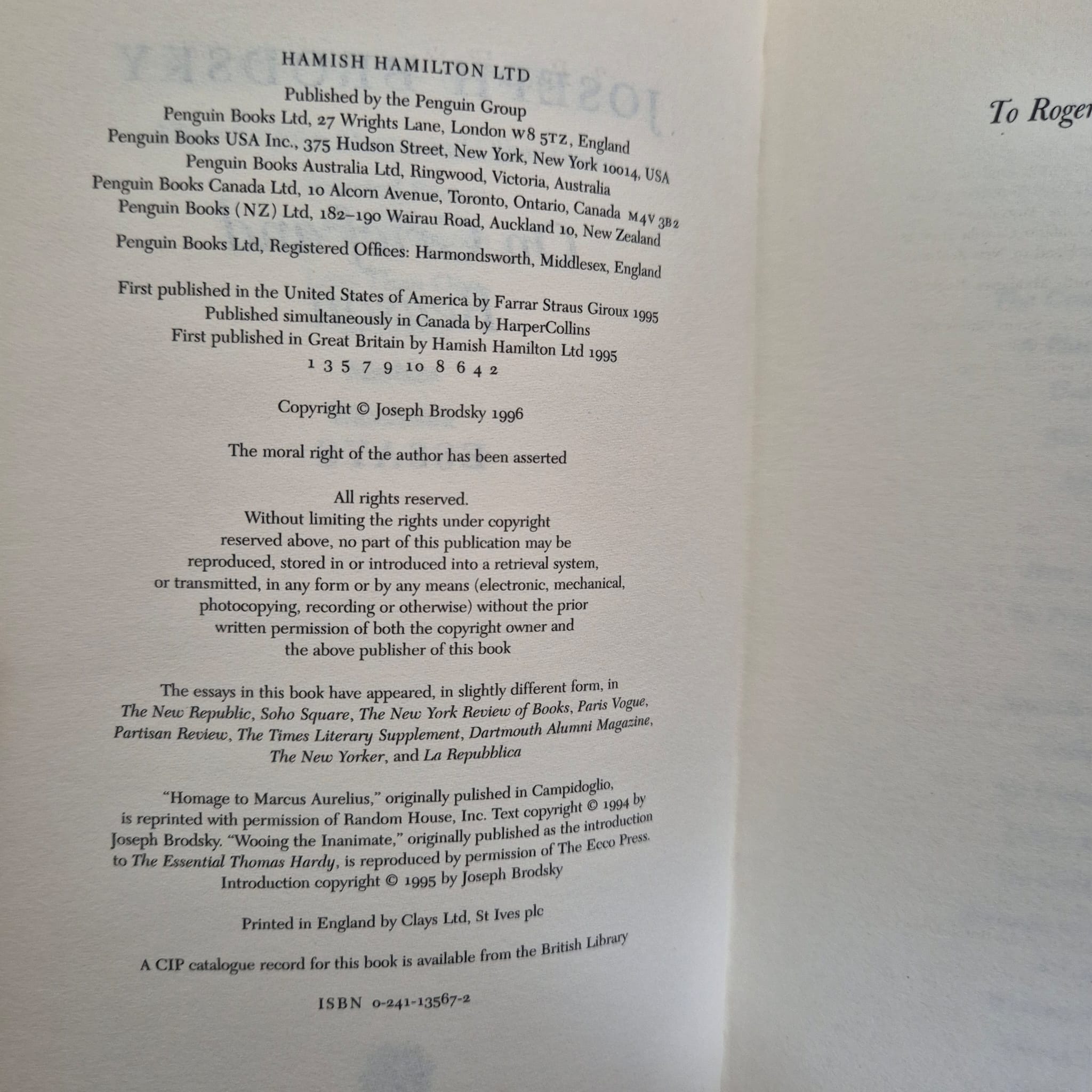 ‘On Grief and Reason: Essays’ by Joseph Brodsky