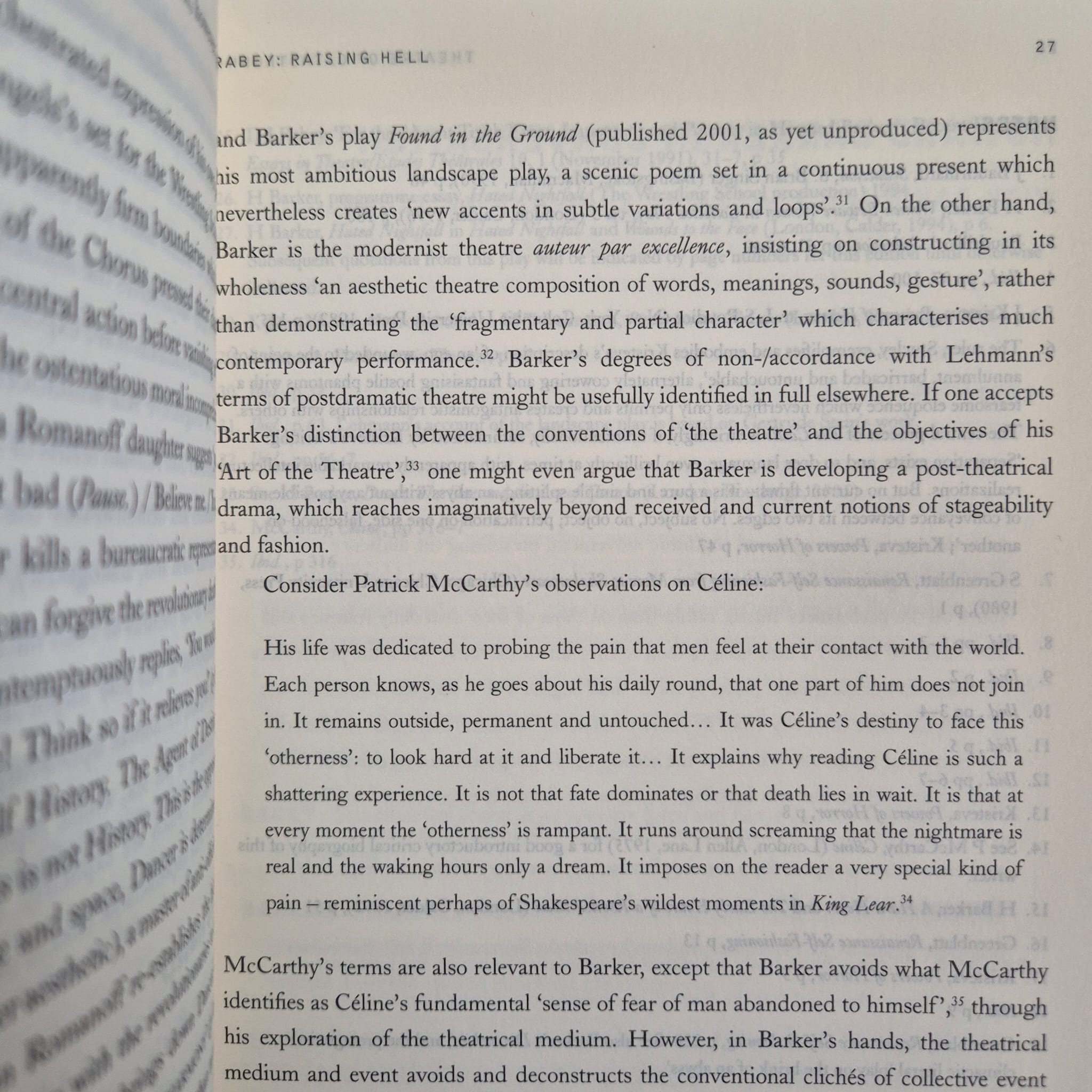 ‘Theatre of Catastrophe: New Essays on Howard Barker’ edited by Karoline Gritzner and David Ian Rabey