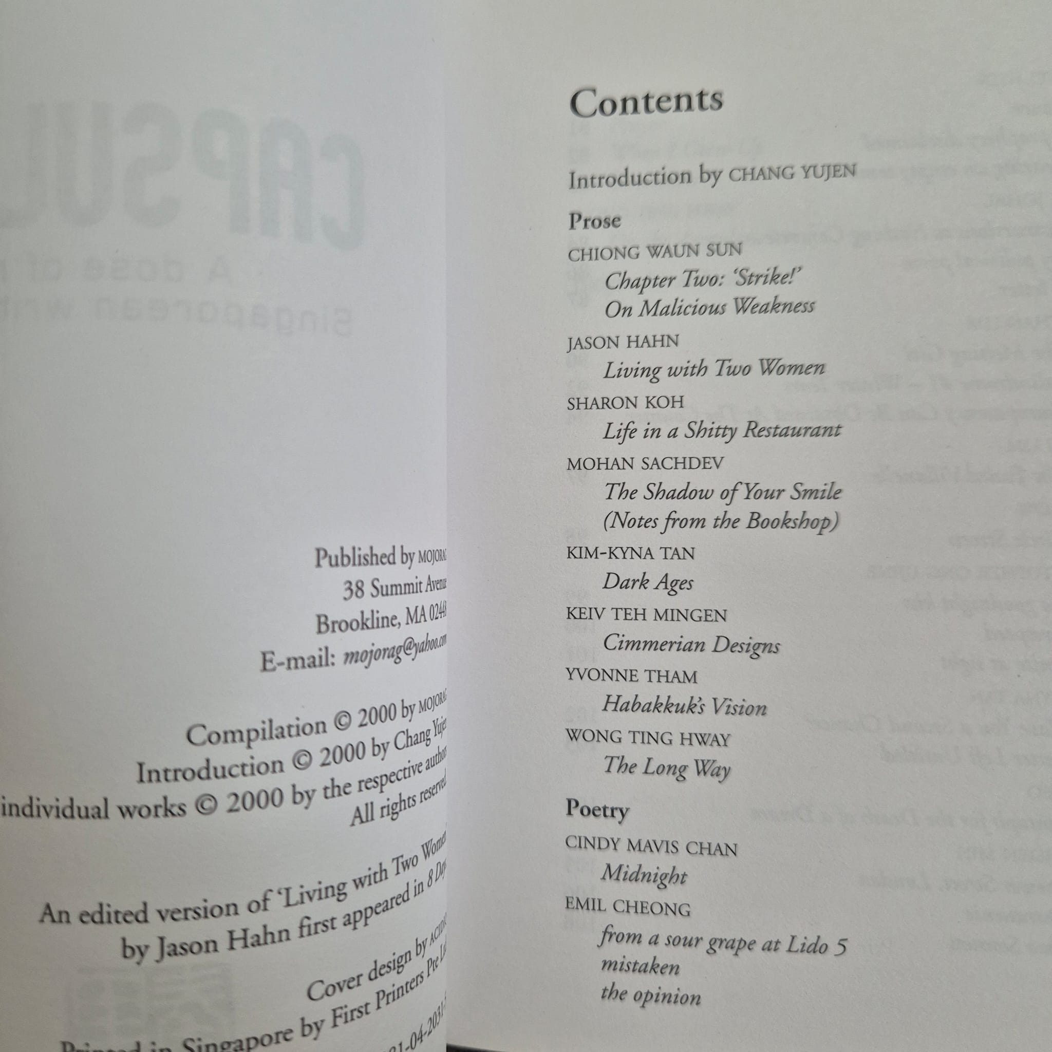‘Capsule: A Dose of New Singaporean Writing’ edited by Chang Yujen