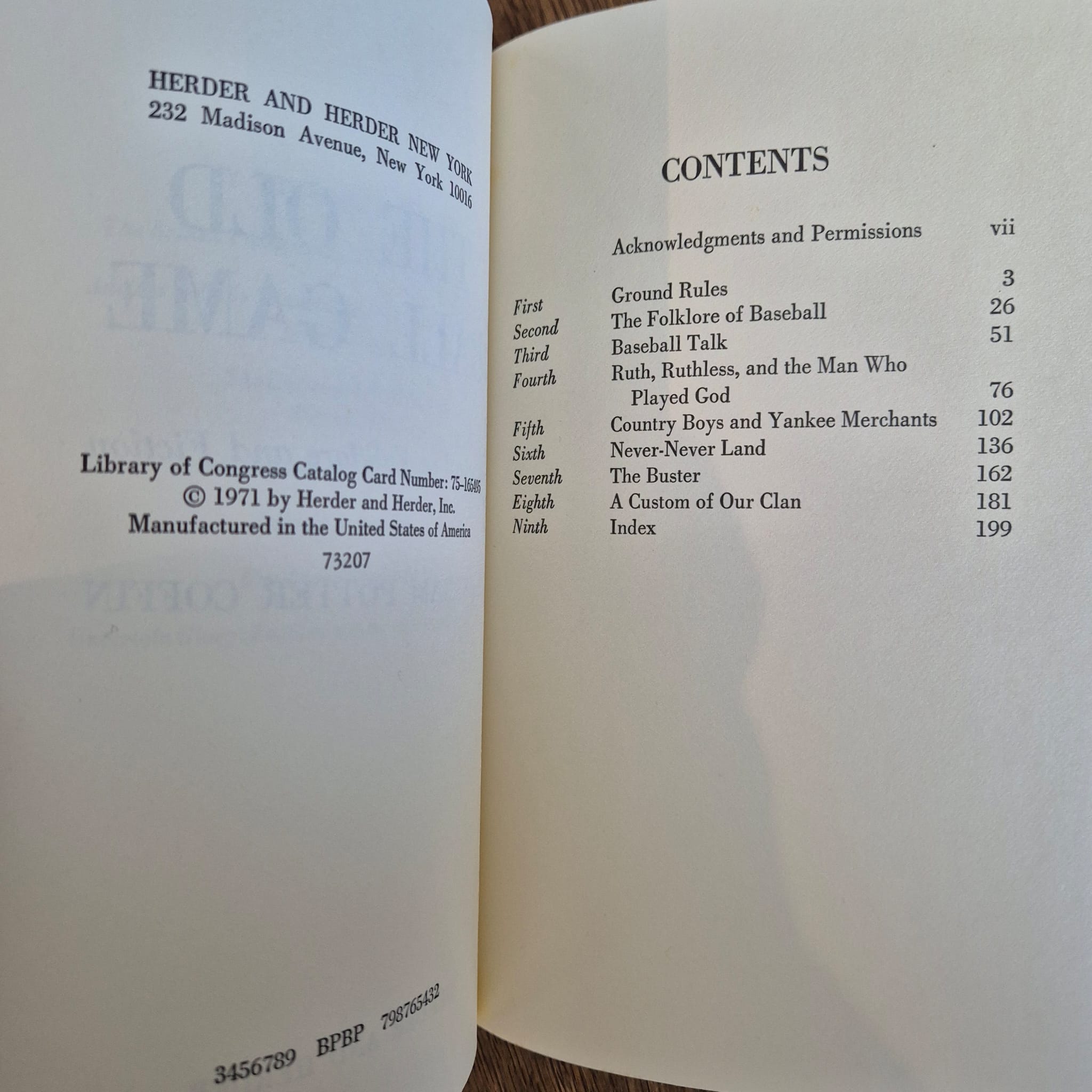 ‘The Old Ball Game: Baseball in Folklore and Fiction’ by Tristram P. Coffin