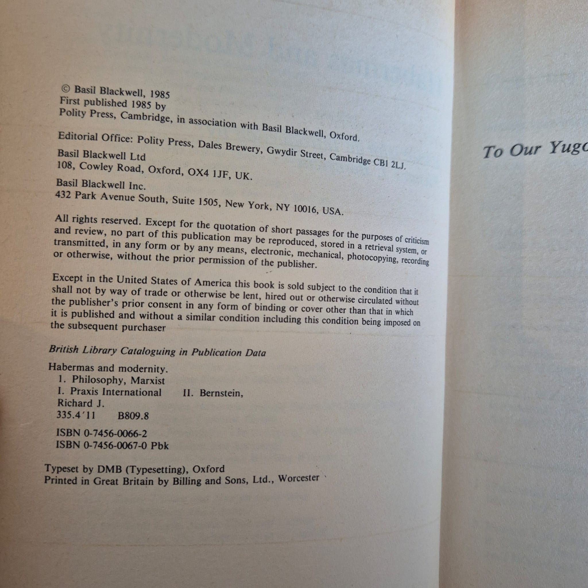 ‘Habermas and Modernity’ edited by Richard J. Bernstein
