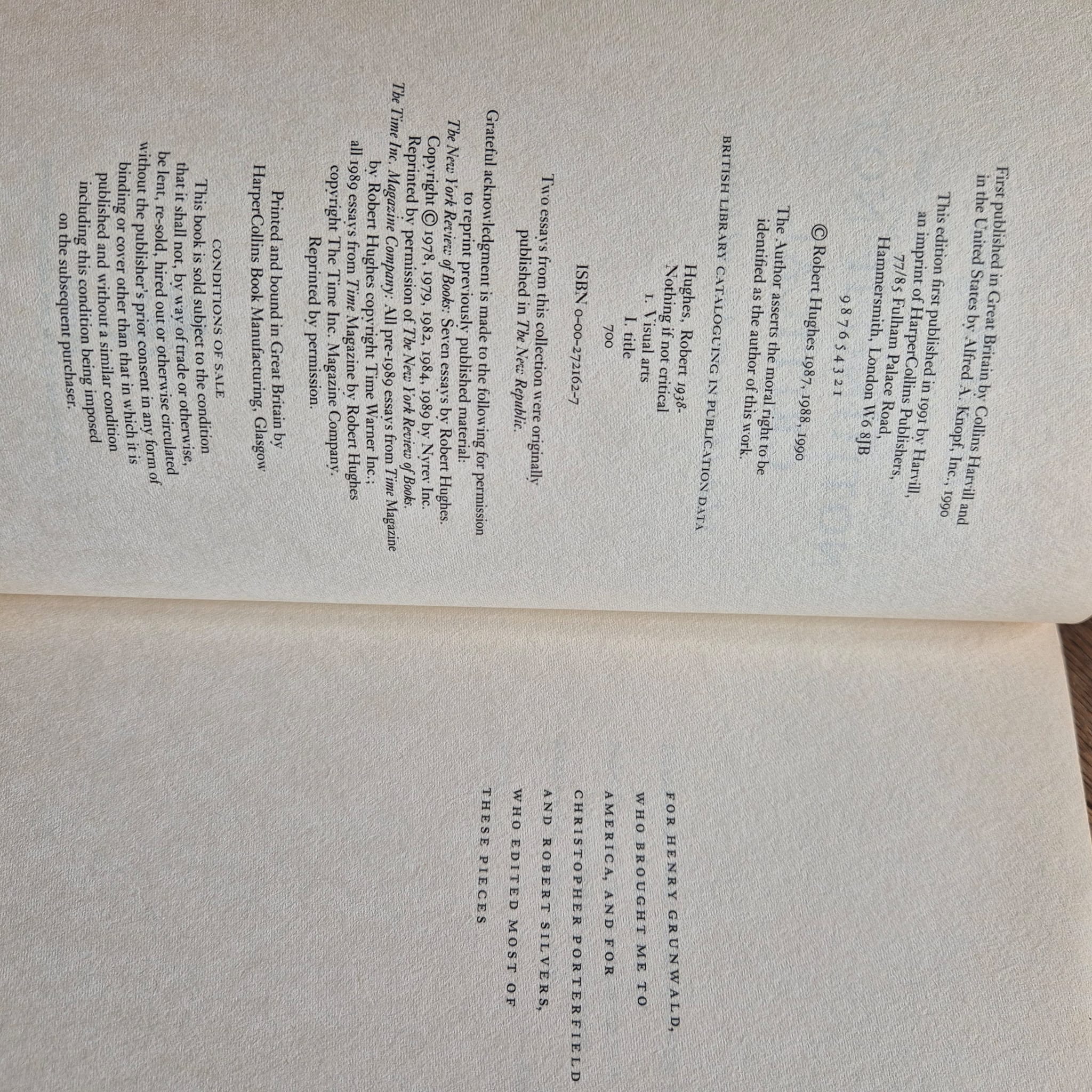 ‘Nothing If Not Critical: Selected Essays on Art and Artists’ by Robert Hughes