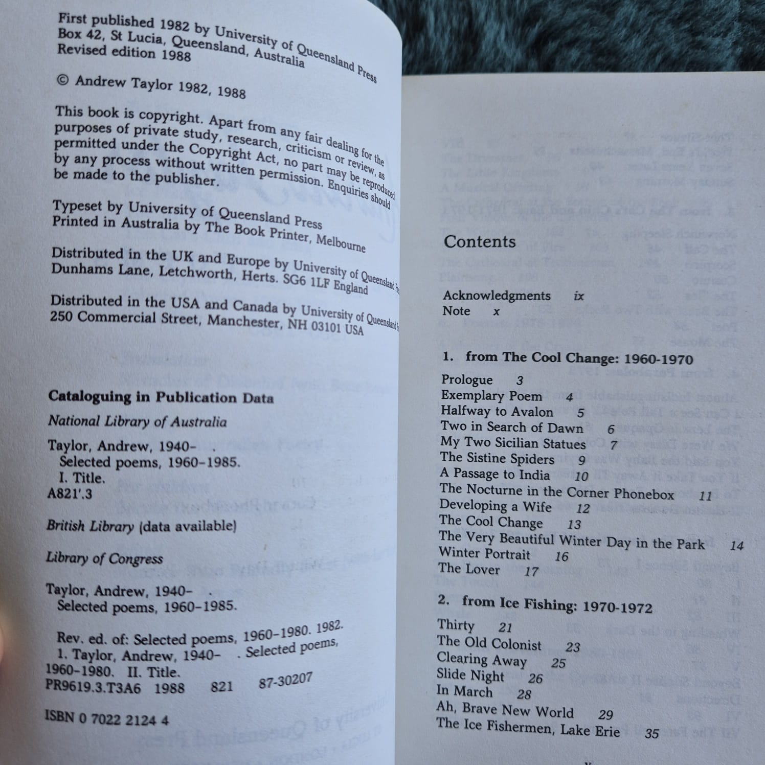 'Selected Poems 1960–1985' by Andrew Taylor