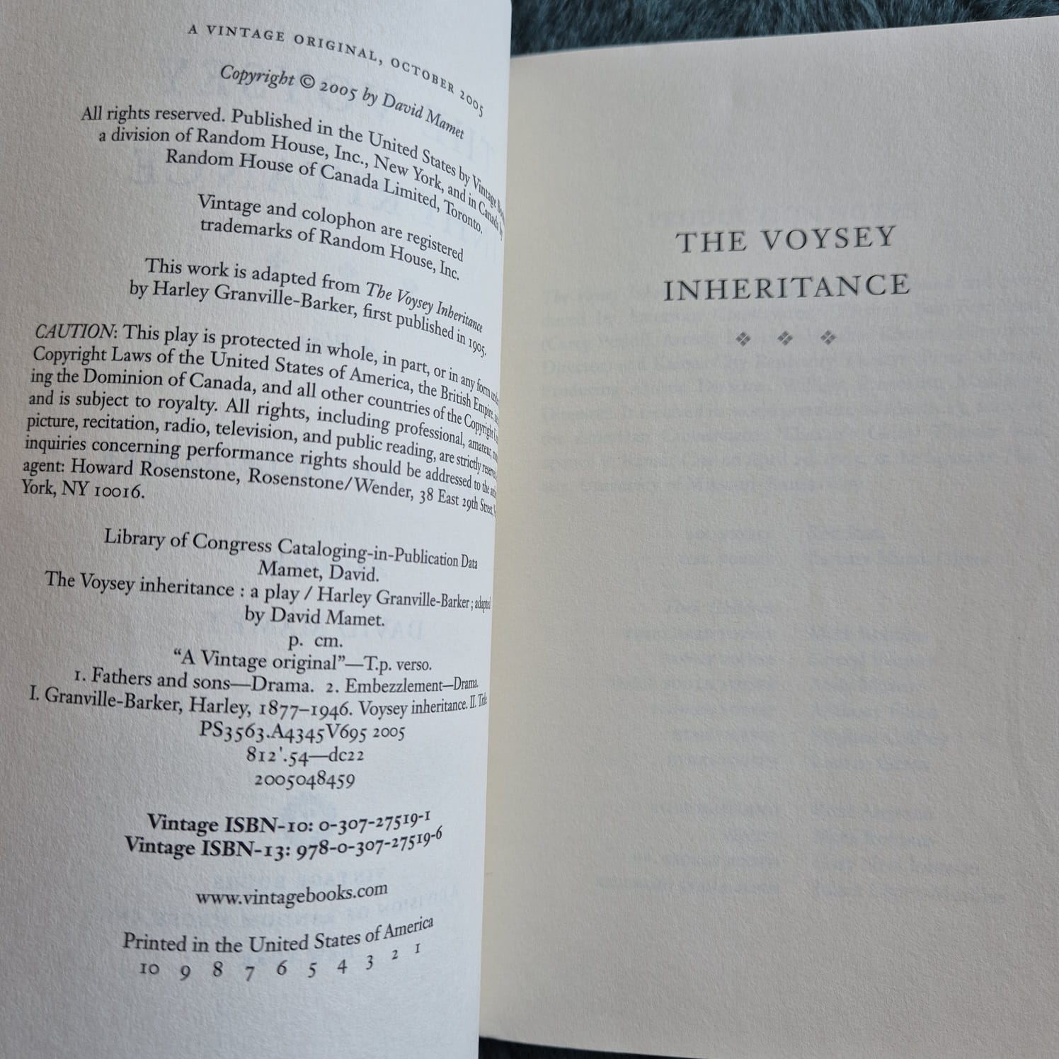 'The Voysey Inheritance: A Play' by Harley Granville-Barker, adapted by David Mamet