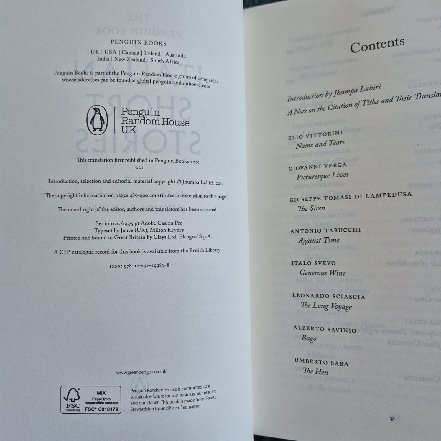 'The Penguin Book of Italian Short Stories' edited by Jhumpa Lahiri