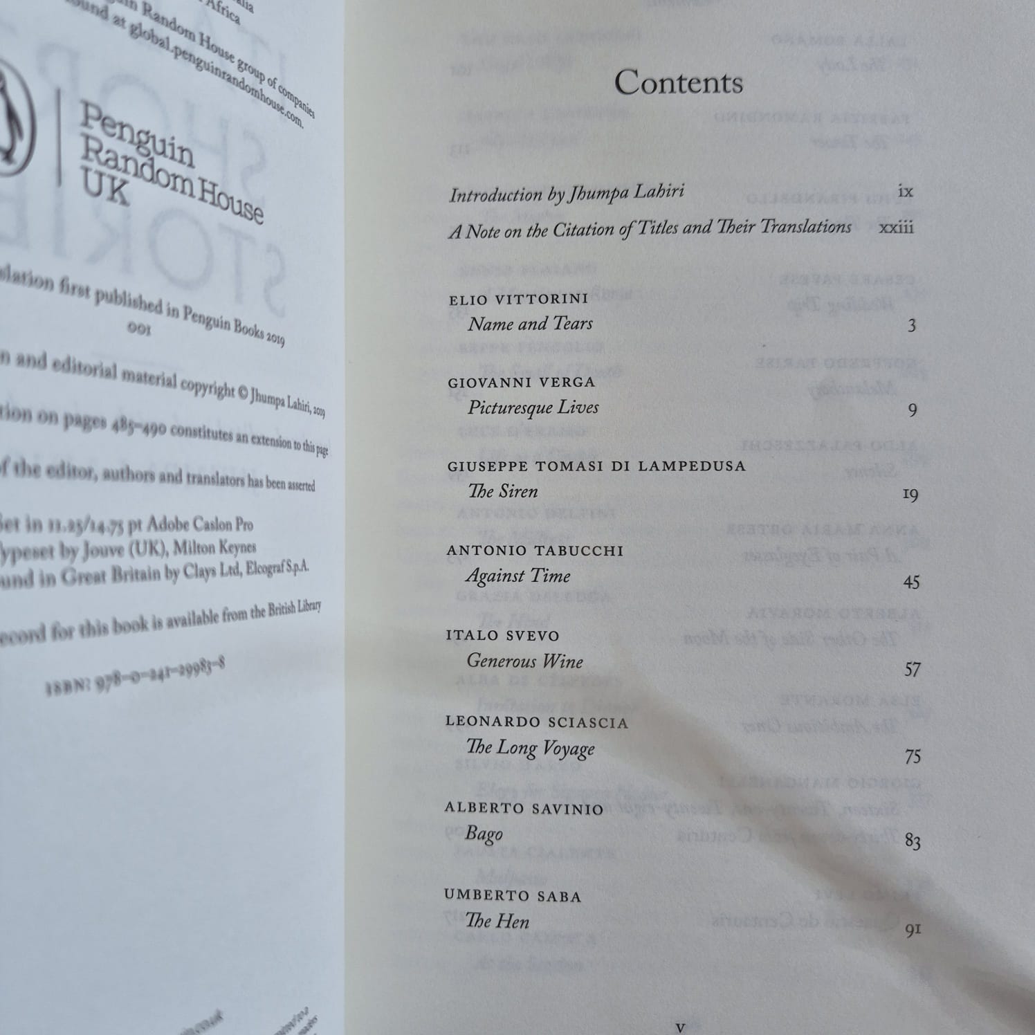 'The Penguin Book of Italian Short Stories' edited by Jhumpa Lahiri