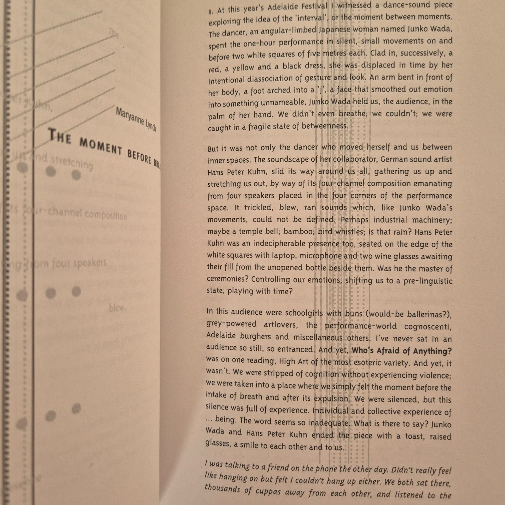 'Dialogue No. 9: Silence' — July 1998