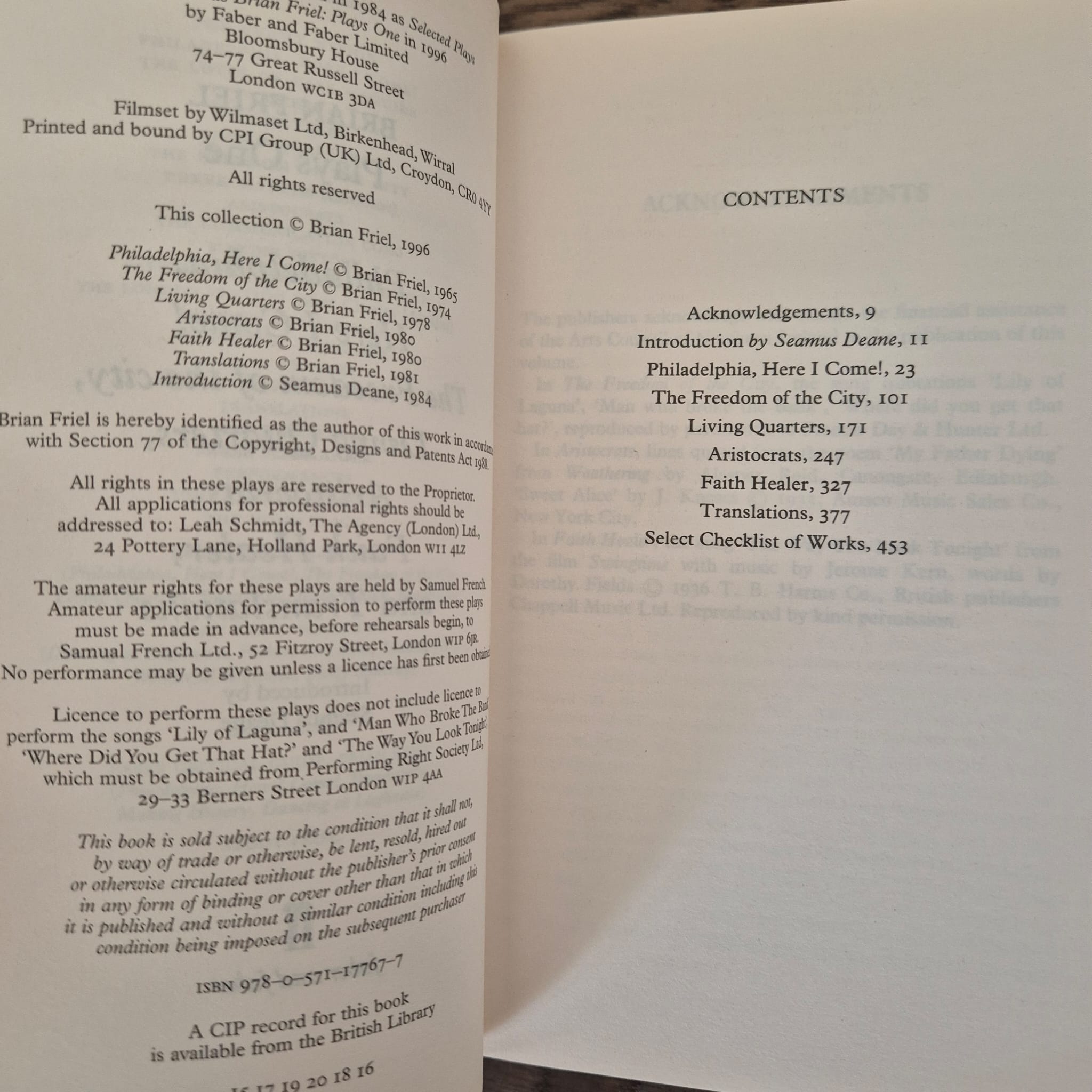 'Brian Friel: Plays 1' by Brian Friel