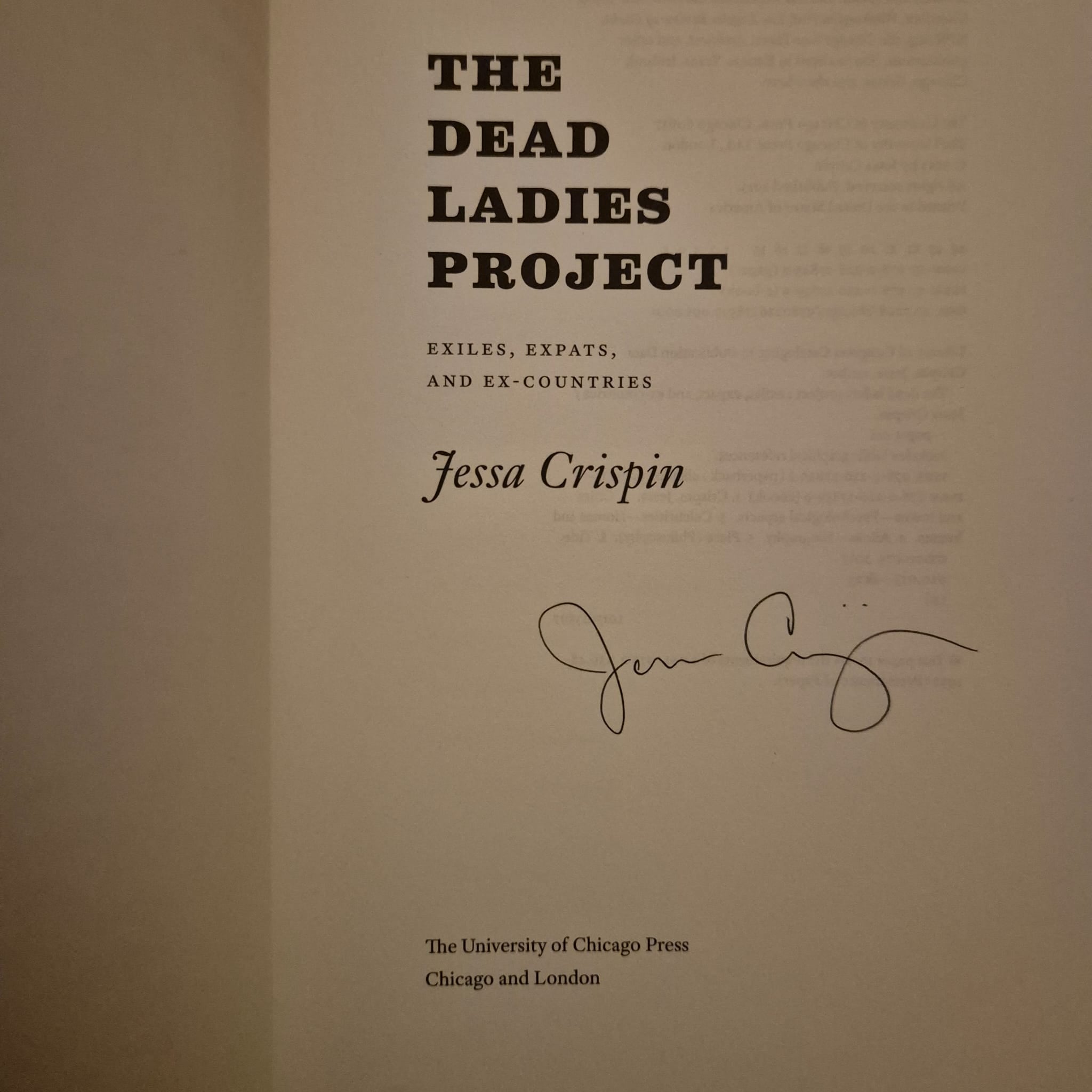 'The Dead Ladies Project: Exiles, Expats, and Ex-Countries' by Jessa Crispin (signed)