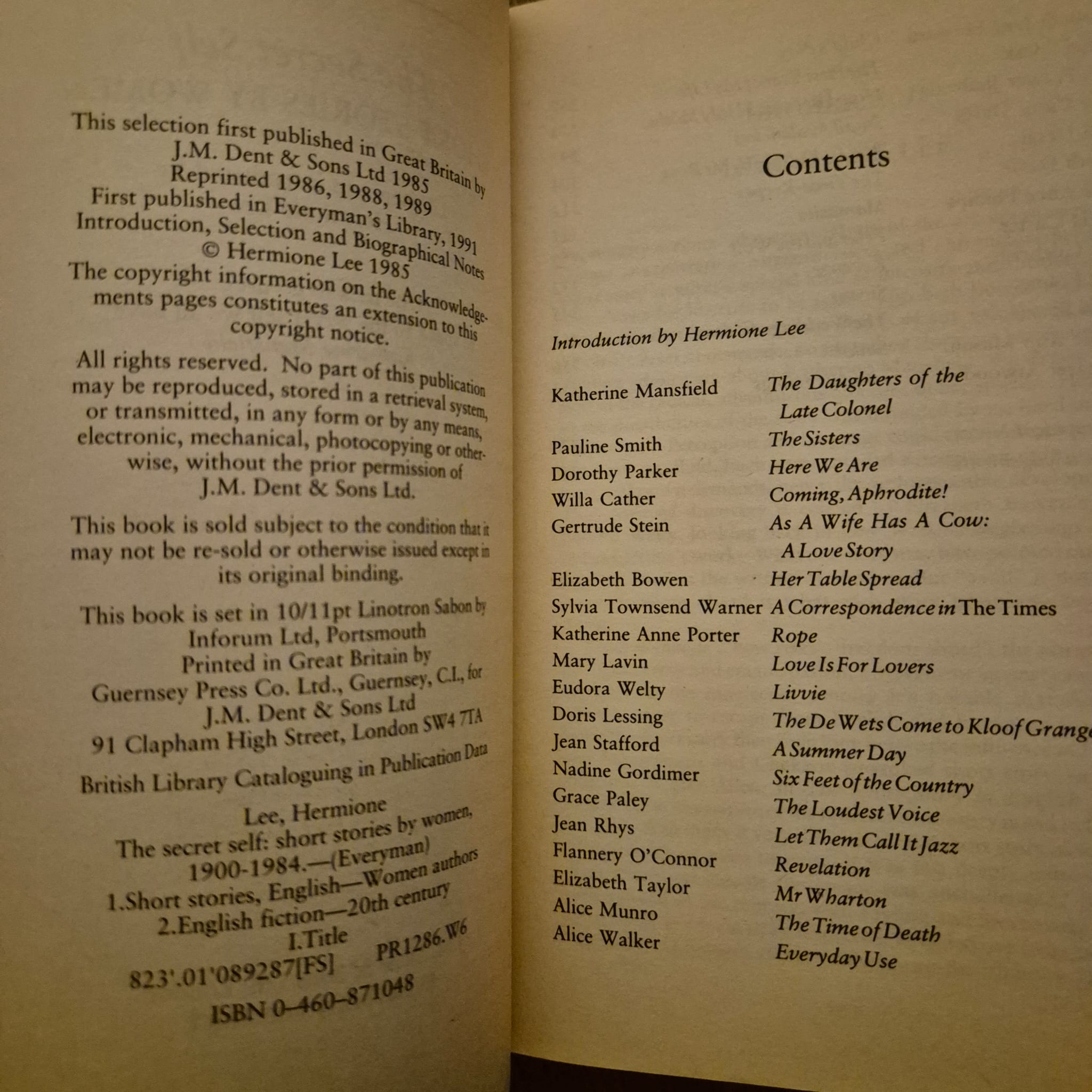 'The Secret Self: Short Stories by Women' selected and introduced by Hermione Lee