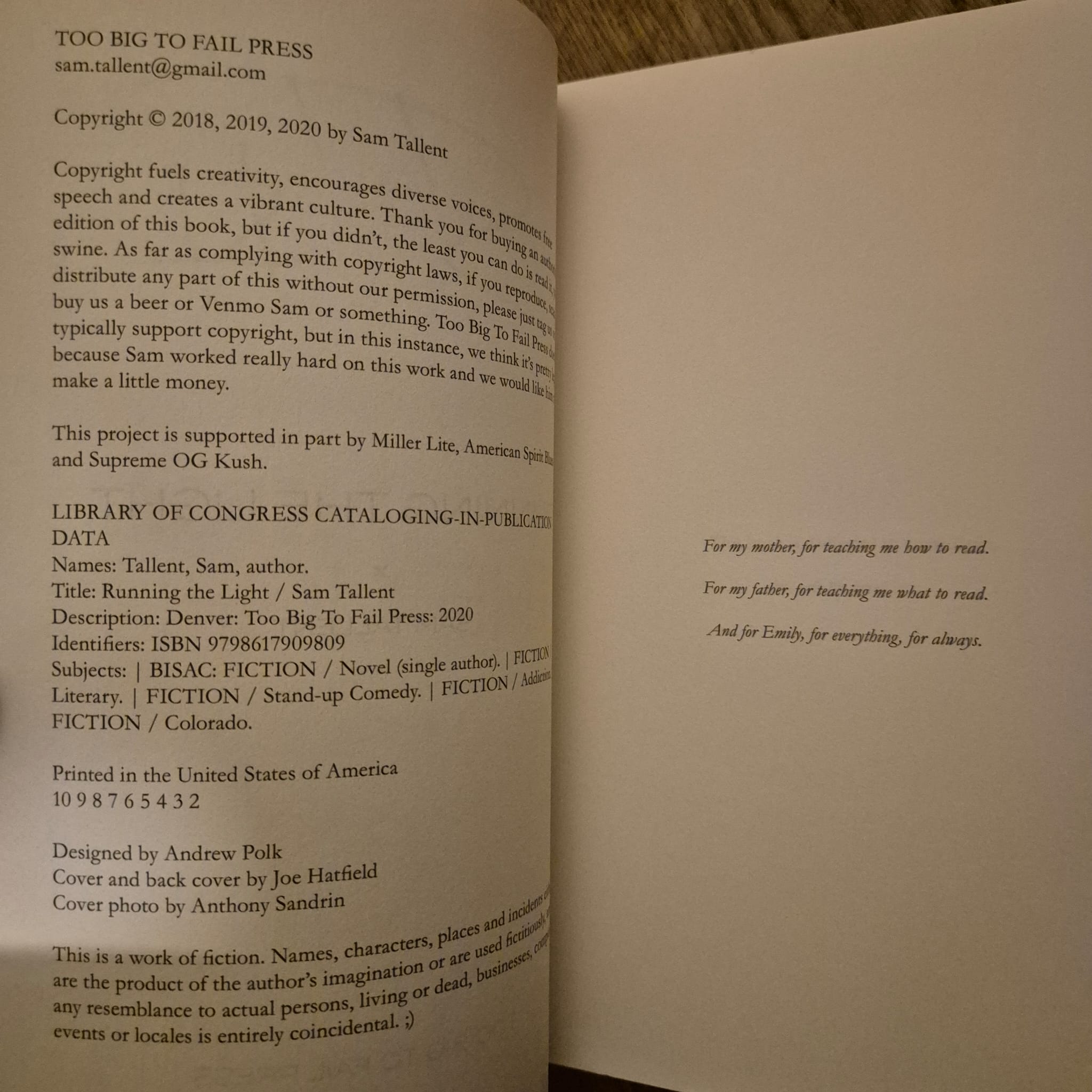 'Running the Light' by Sam Tallent (signed)