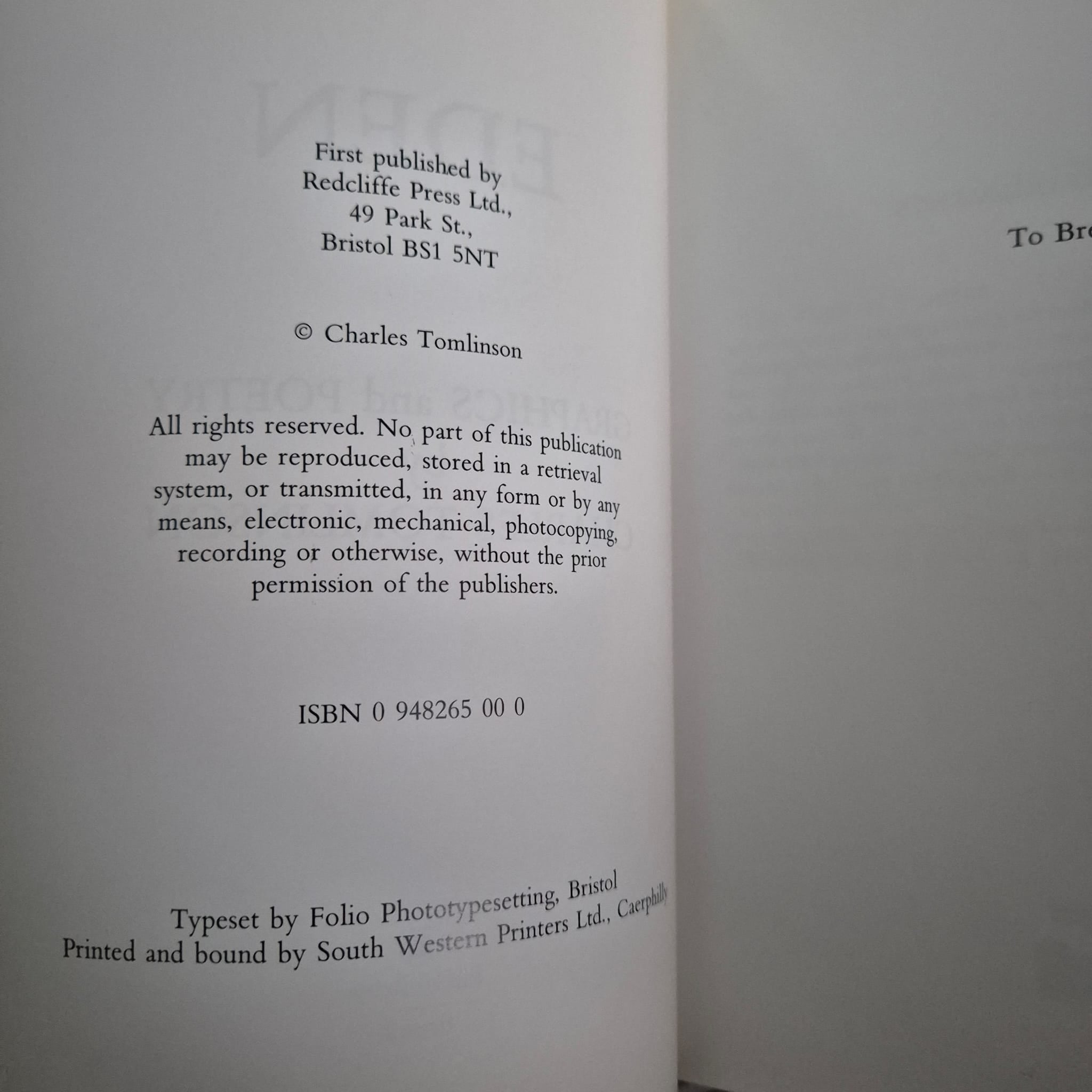 'Eden: Graphics & Poems' by Charles Tomlinson
