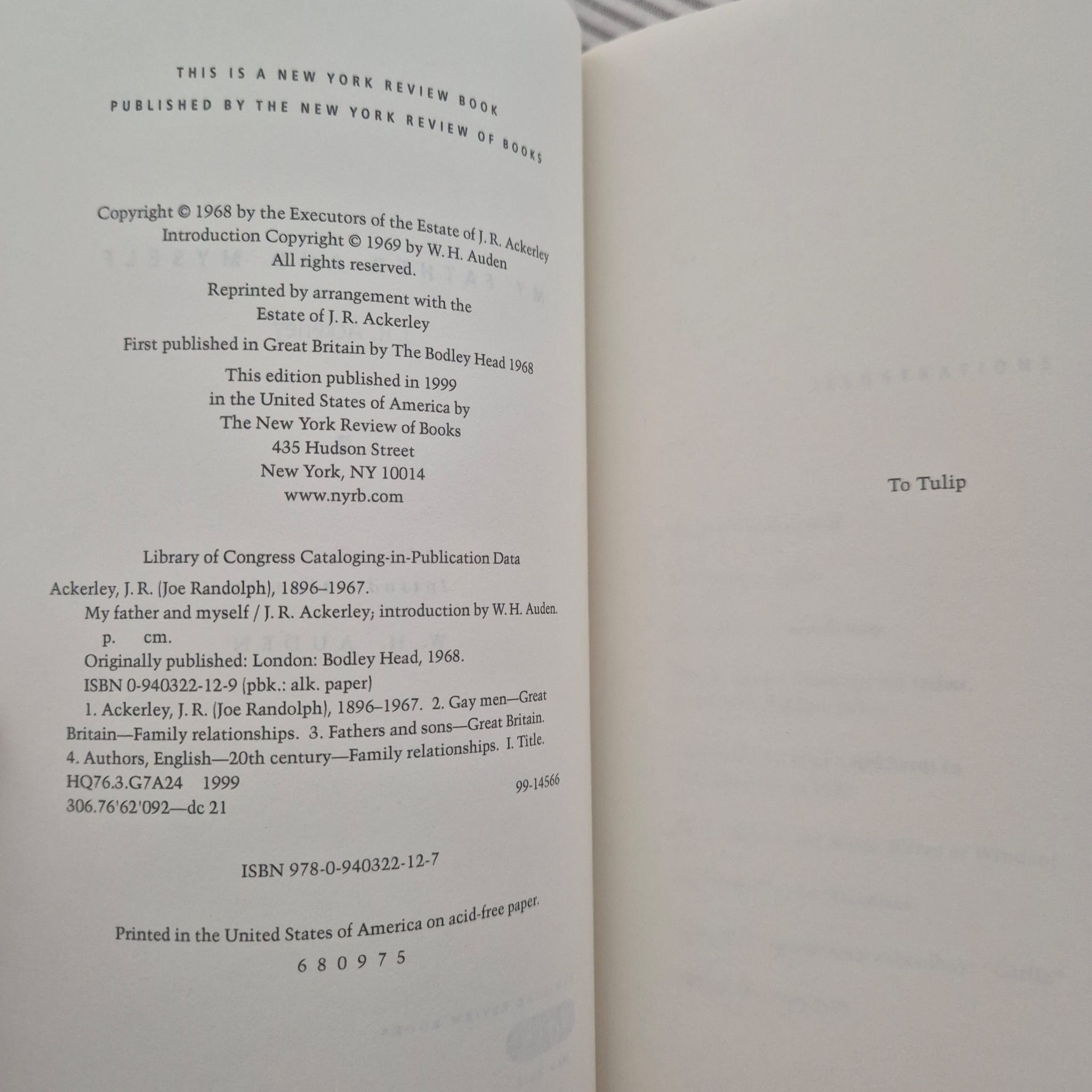 'My Father and Myself' by J. R. Ackerley
