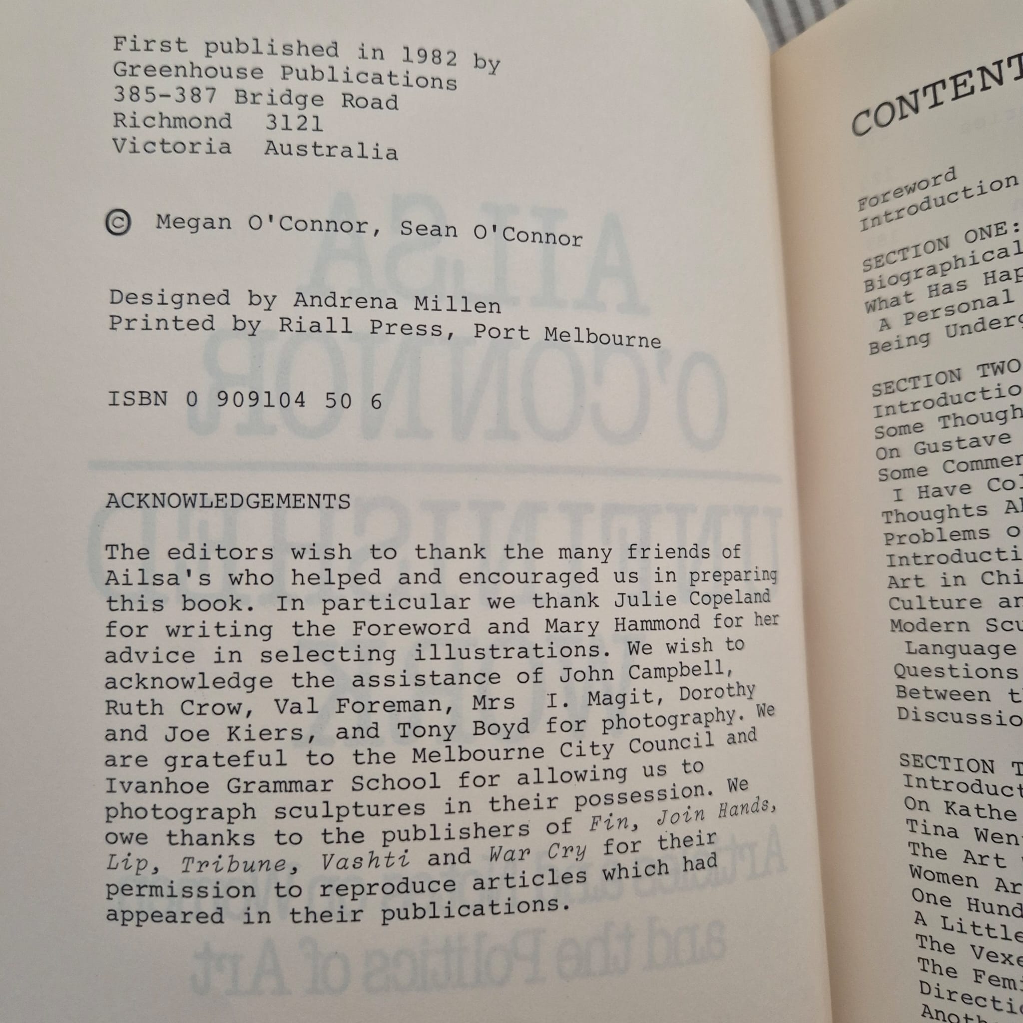 'Unfinished Work: Articles and Notes on Women and the Politics of Art' by Ailsa O’Connor