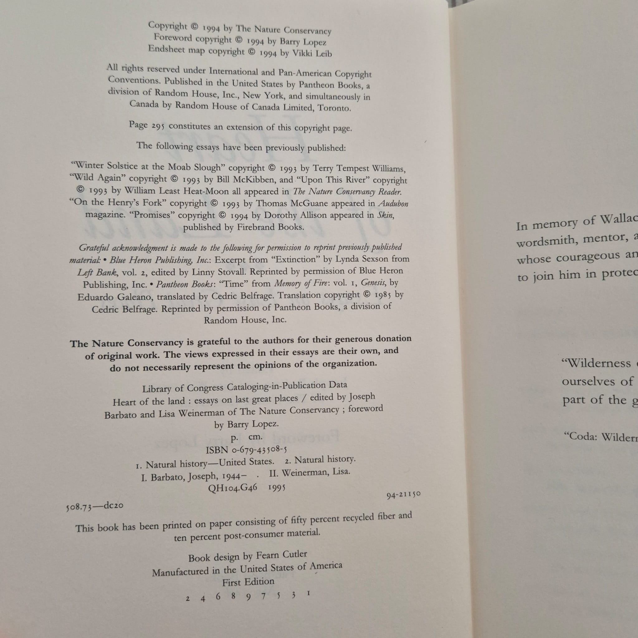 ‘Heart of the Land: Essays on Last Great Places’ edited by Joseph Barbato and Lisa Weinerman