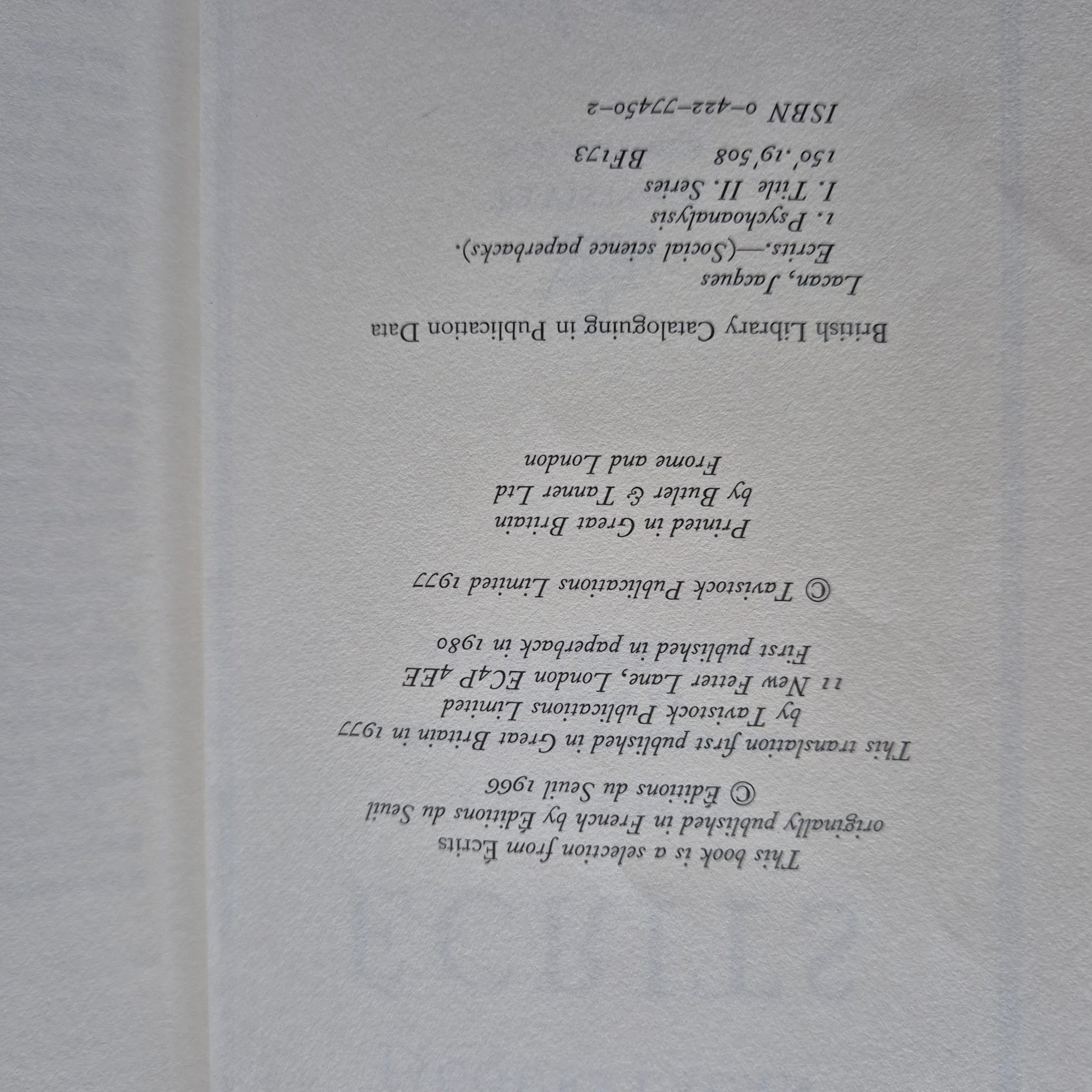 'Écrits: A Selection' by Jacques Lacan