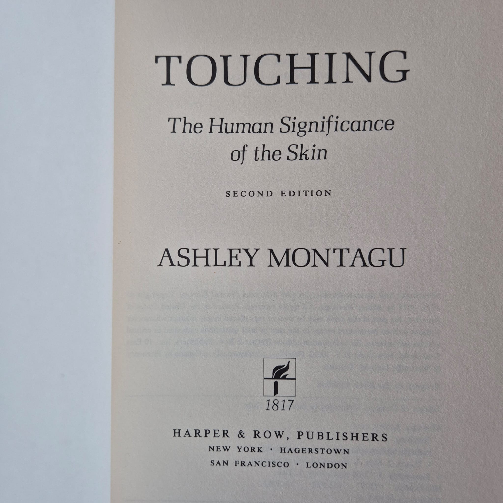 ‘Touching: The Human Significance of the Skin’ by Ashley Montagu