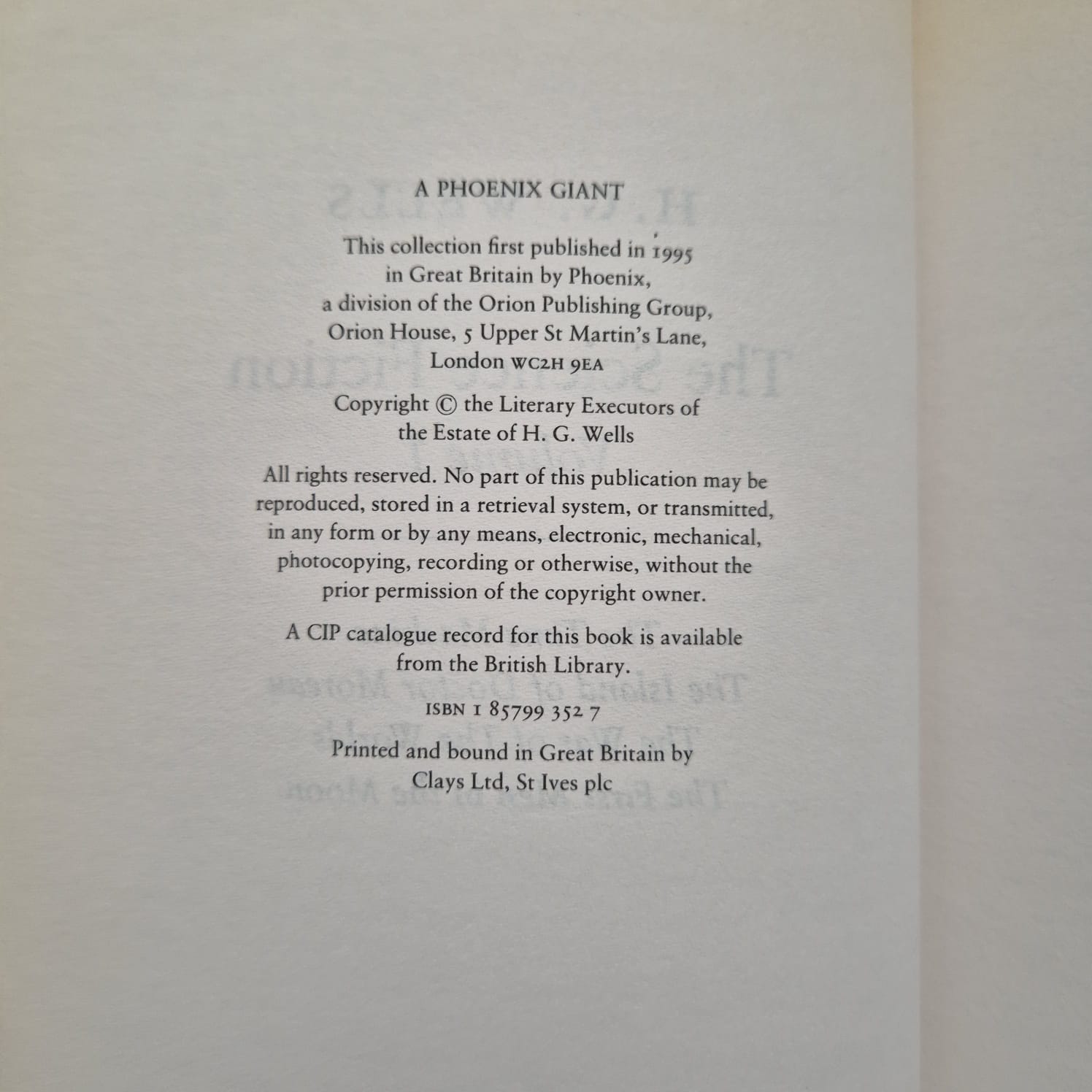 ‘The Science Fiction, Volume I’ by H. G. Wells