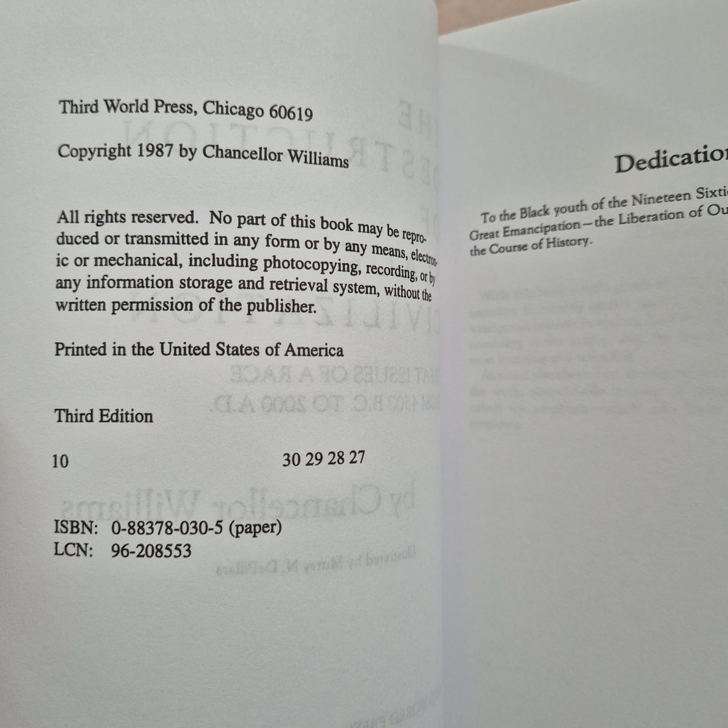 'The Destruction of Black Civilization: Great Issues of a Race from 4500 B.C. to 2000 A.D.' by Chancellor Williams
