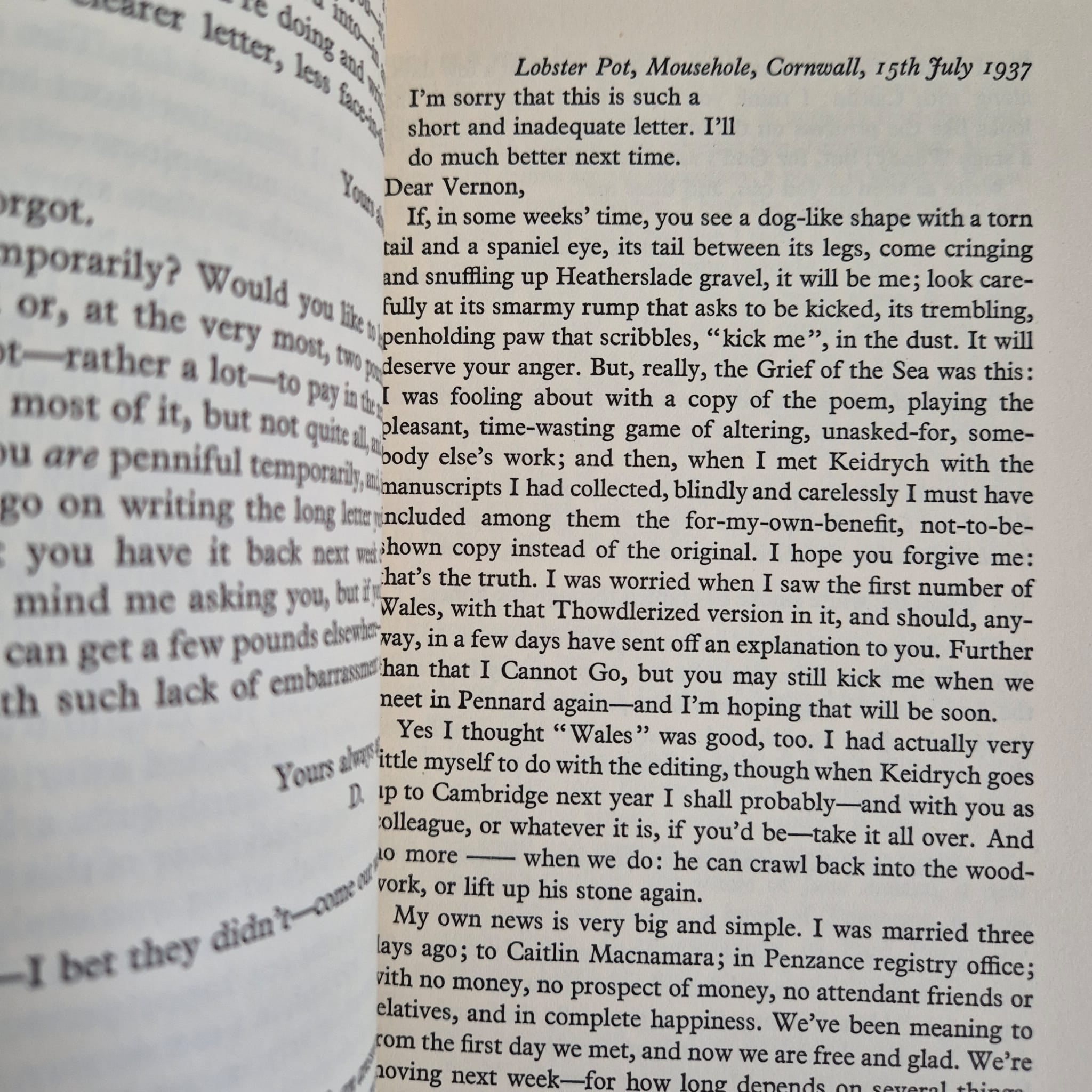 'Letters to Vernon Watkins' by Dylan Thomas