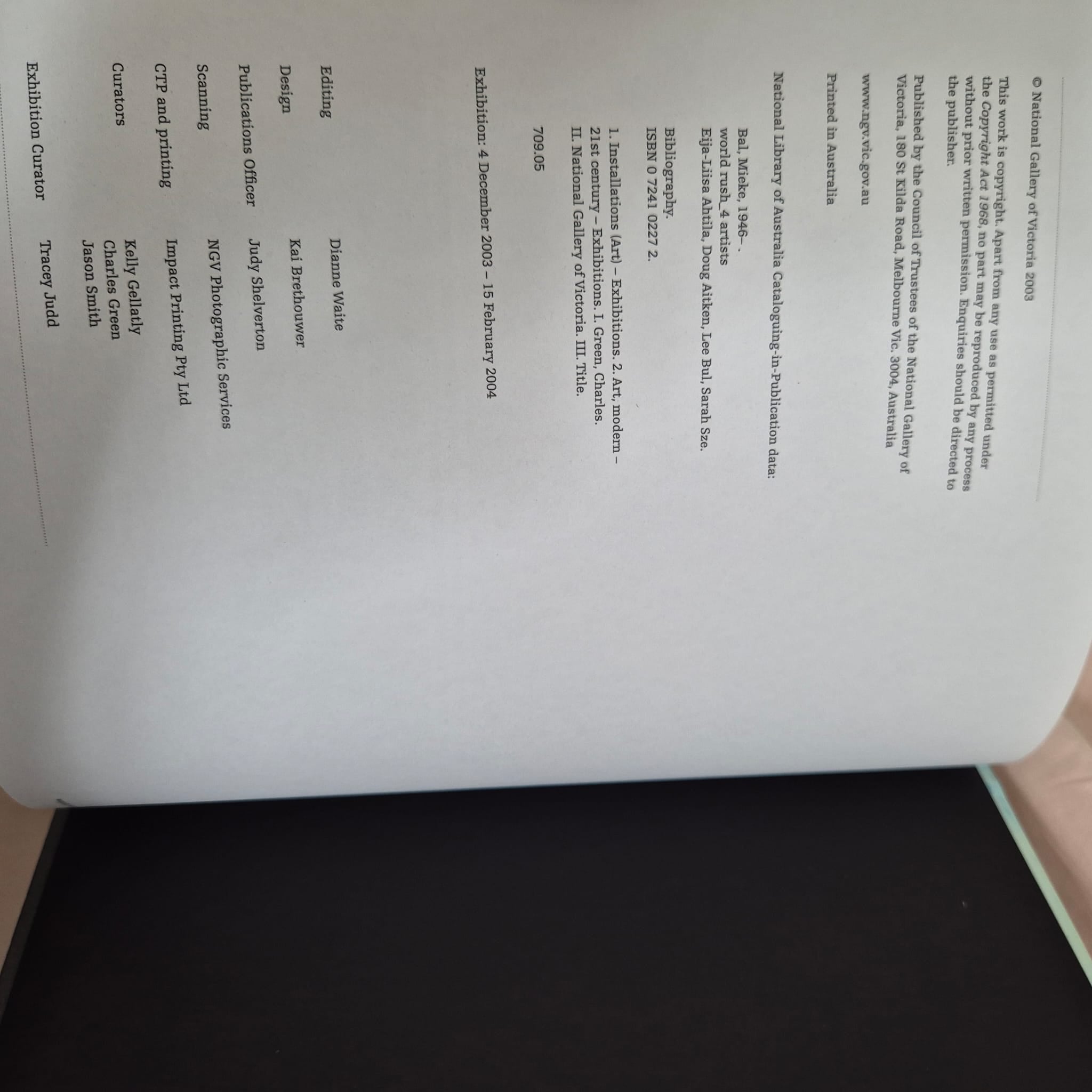 'World Rush — 4 Artists: Eija-Liisa Ahtila, Doug Aitken, Lee Bul, Sarah Sze' edited by the NGV