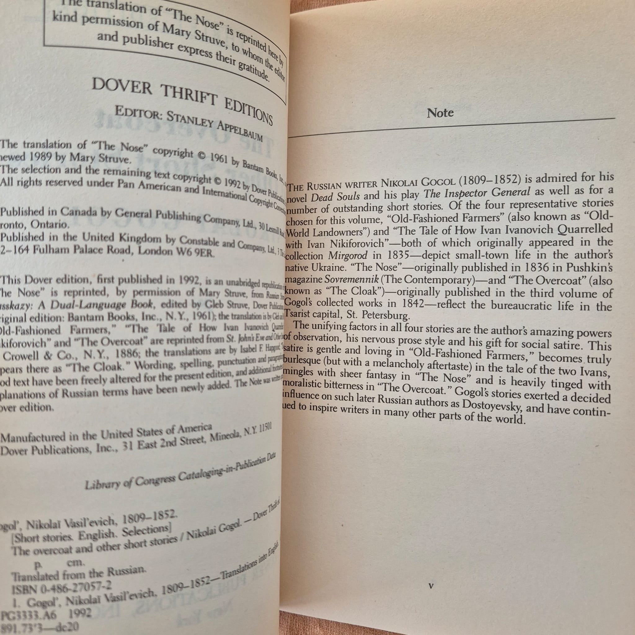 ‘The Overcoat and Other Short Stories’ by Nikolai Gogol