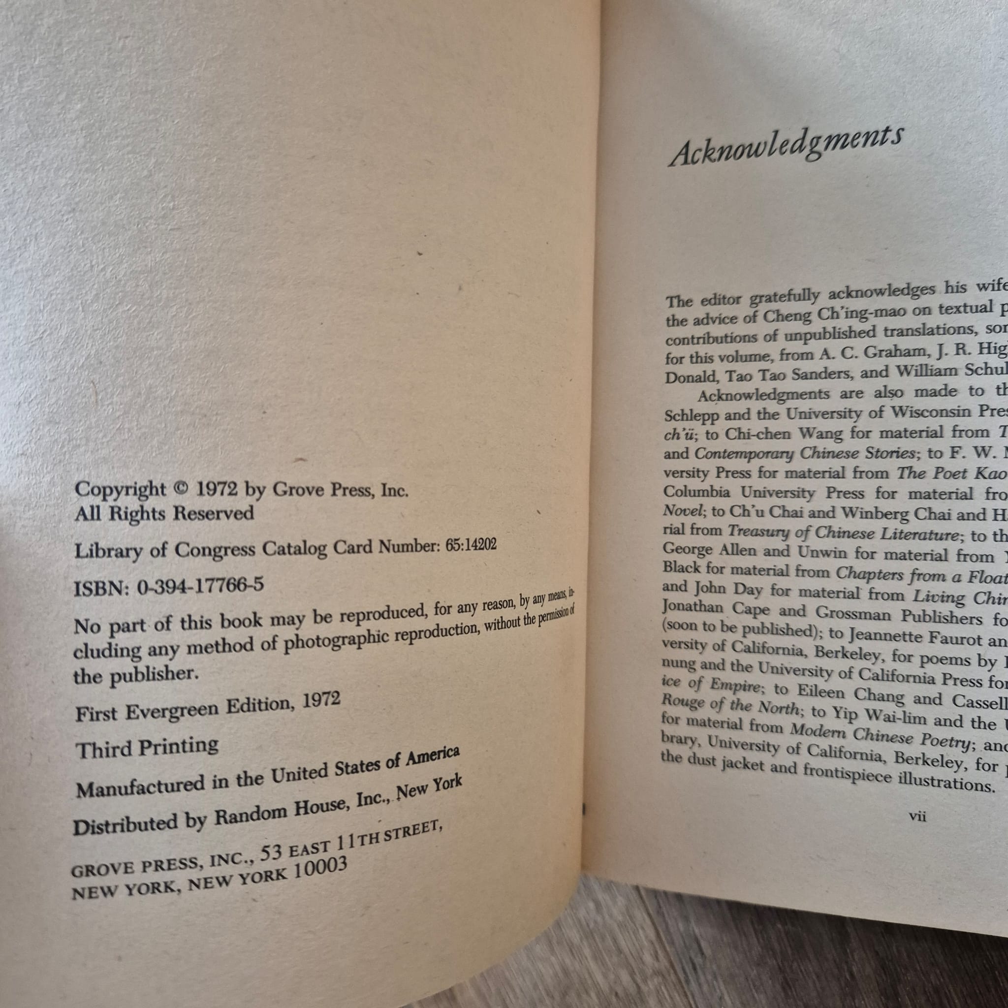 'Anthology of Chinese Literature, Volume 2: From the 14th Century to the Present Day' edited by Cyril Birch