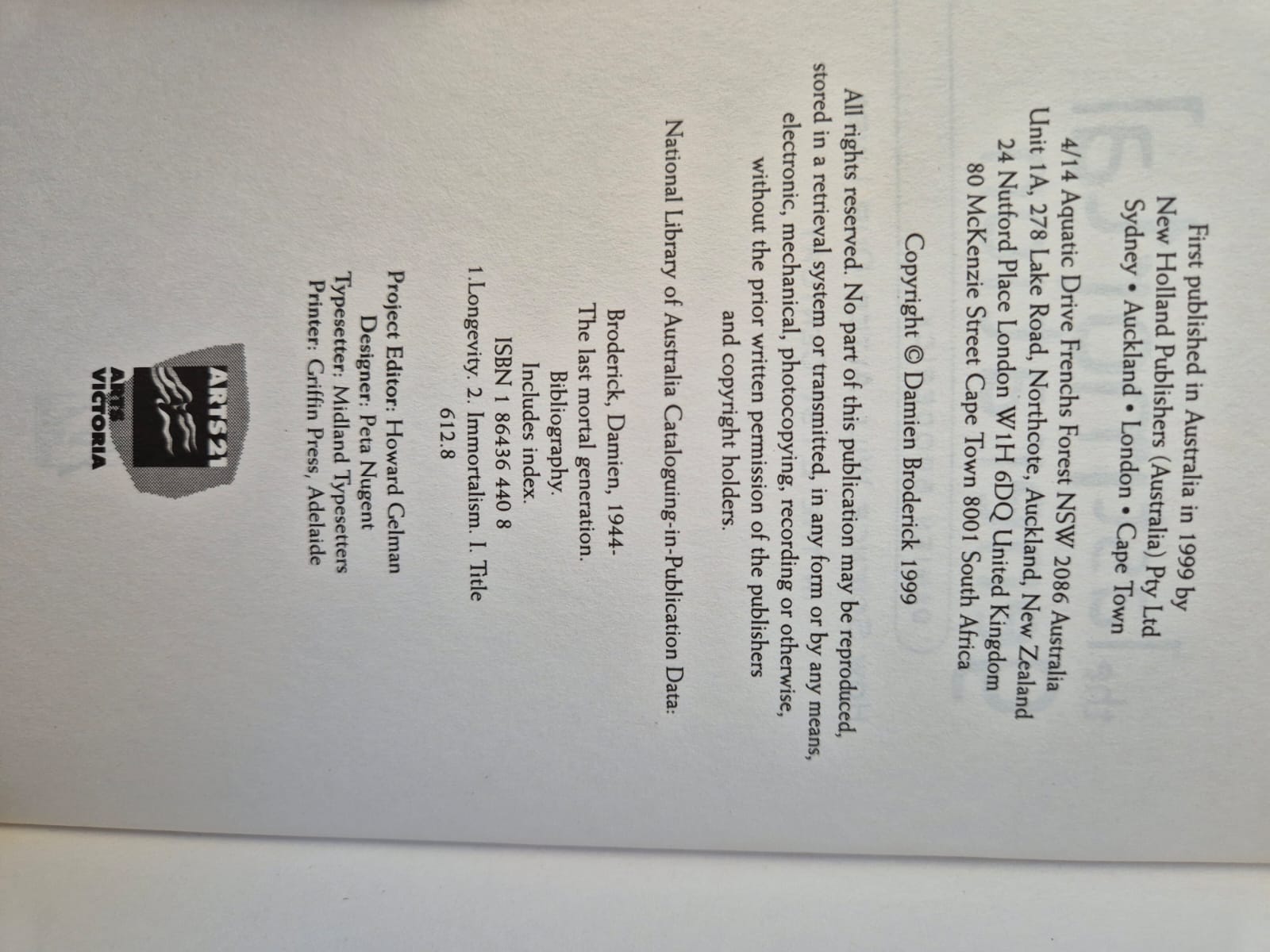 'the last mortal generation' by Damien Broderick