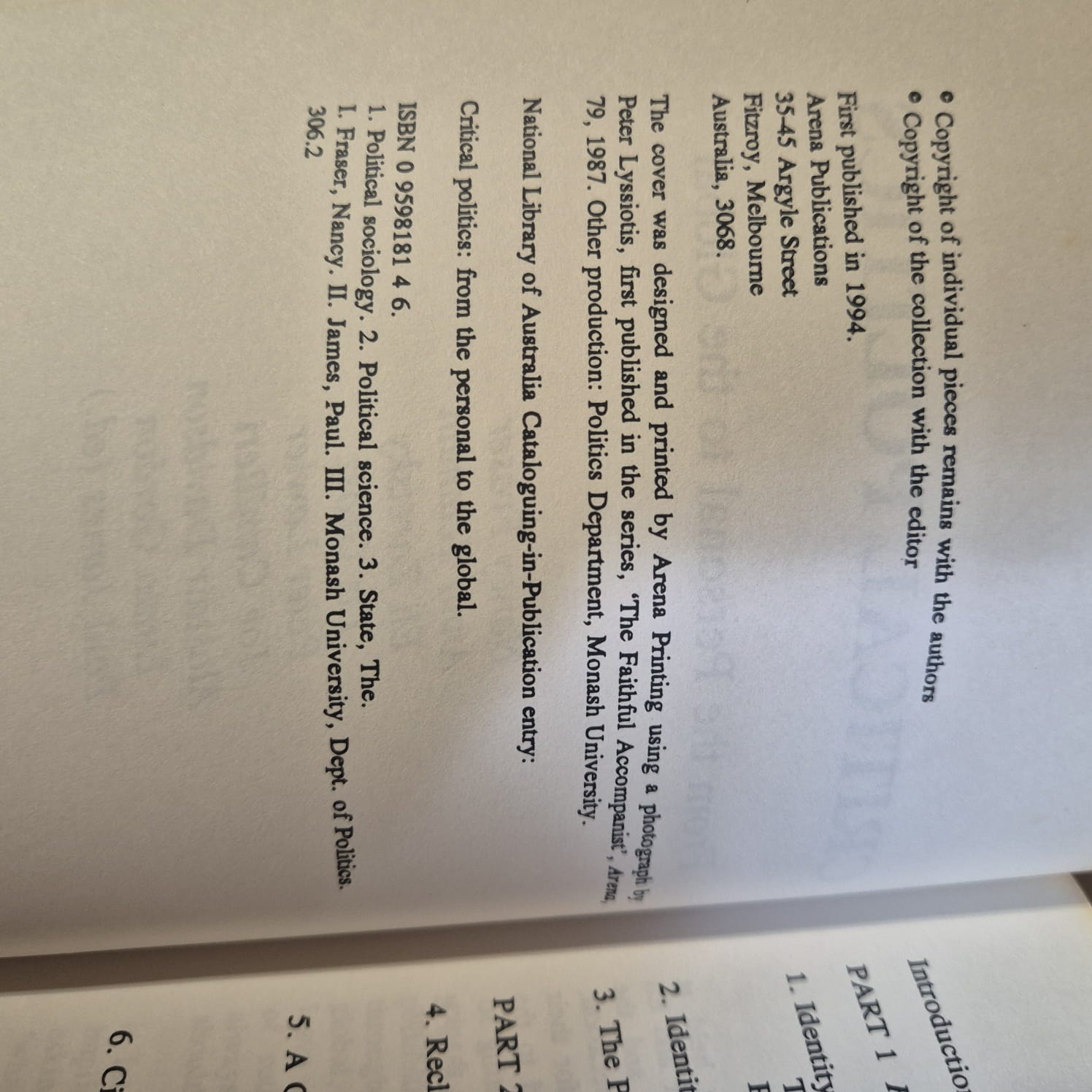 'Critical Politics: From the Personal to the Global' edited by Paul James