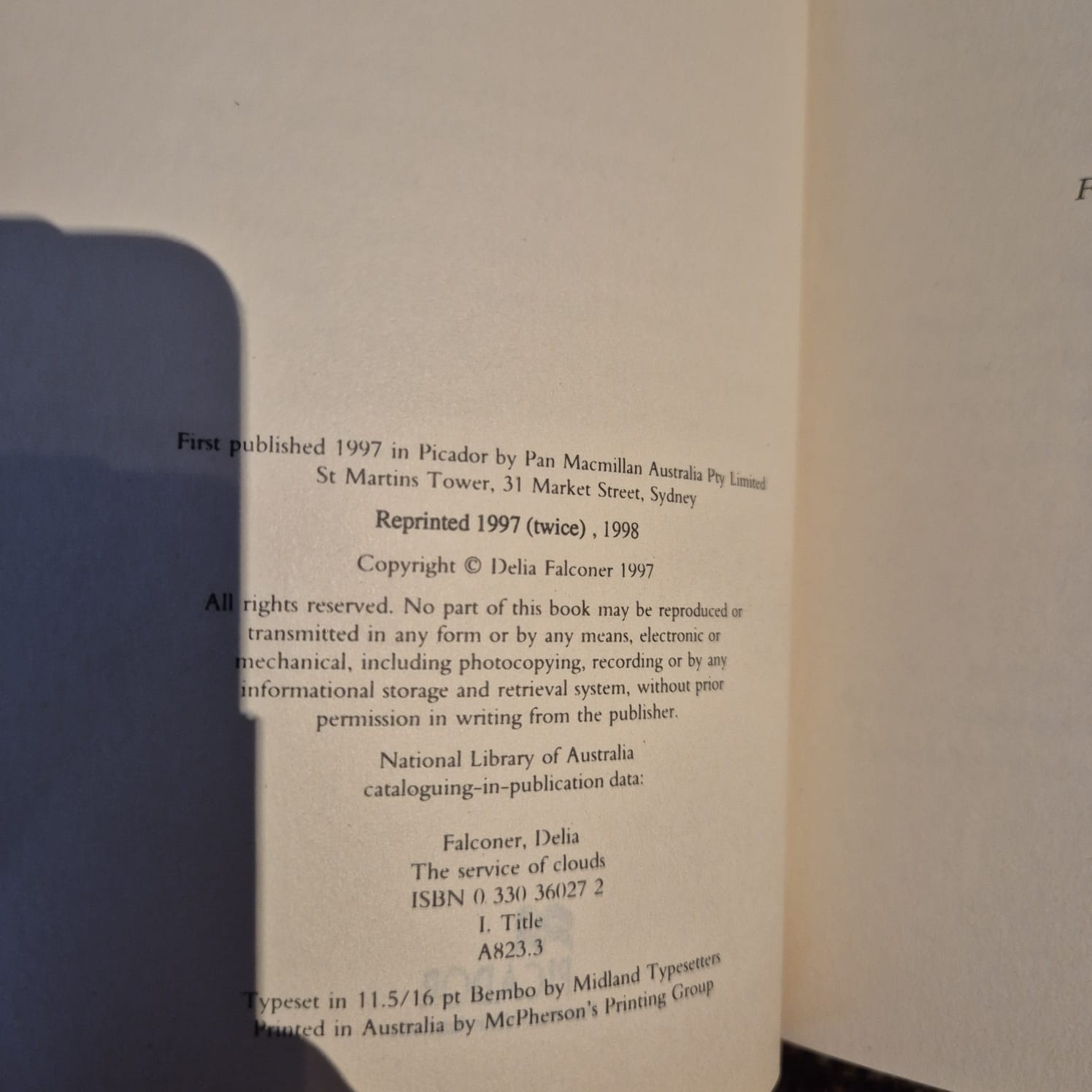 'The Service of Clouds' by Delia Falconer
